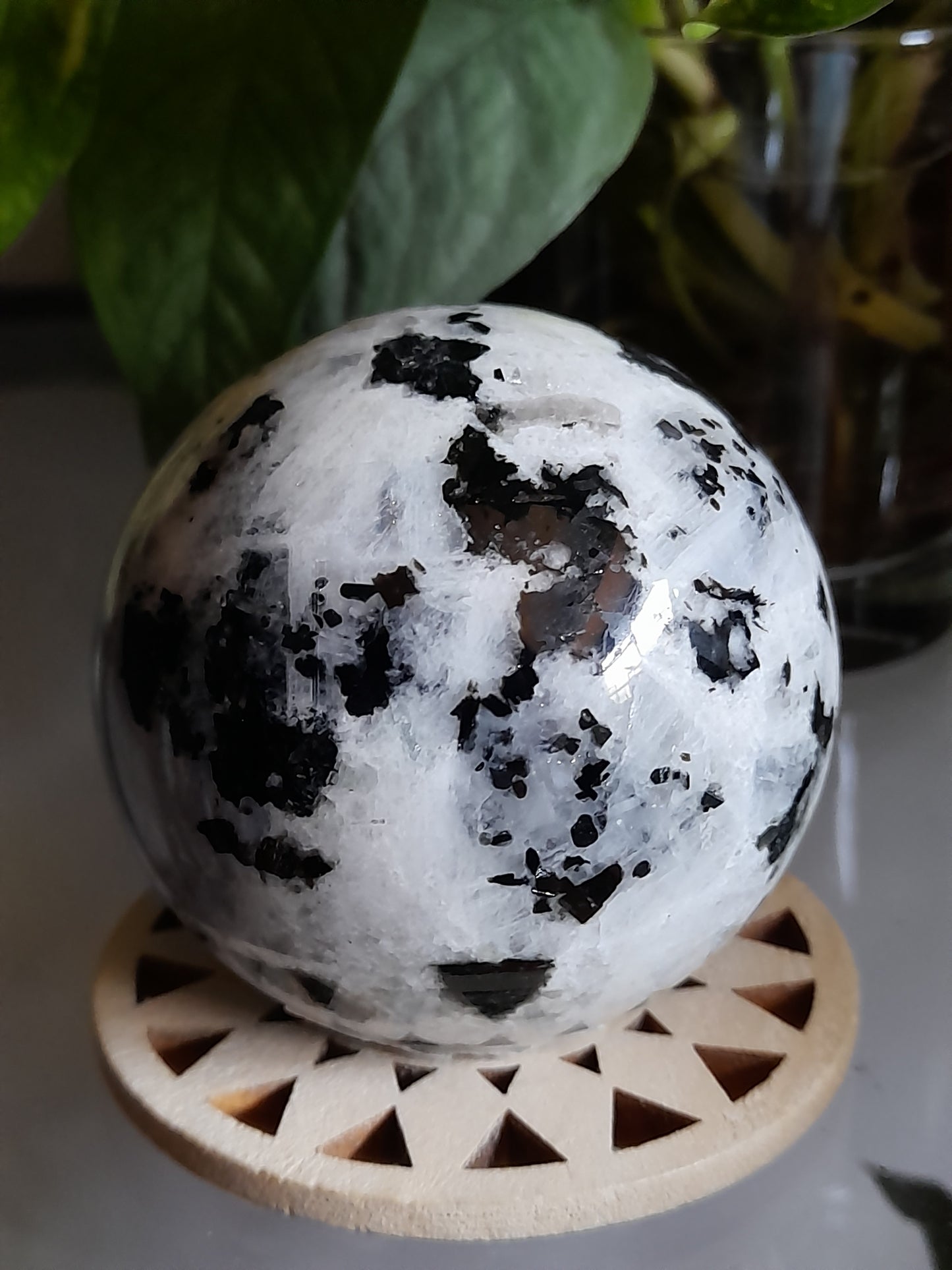Blue Flash Rainbow Moonstone Sphere - 235g
