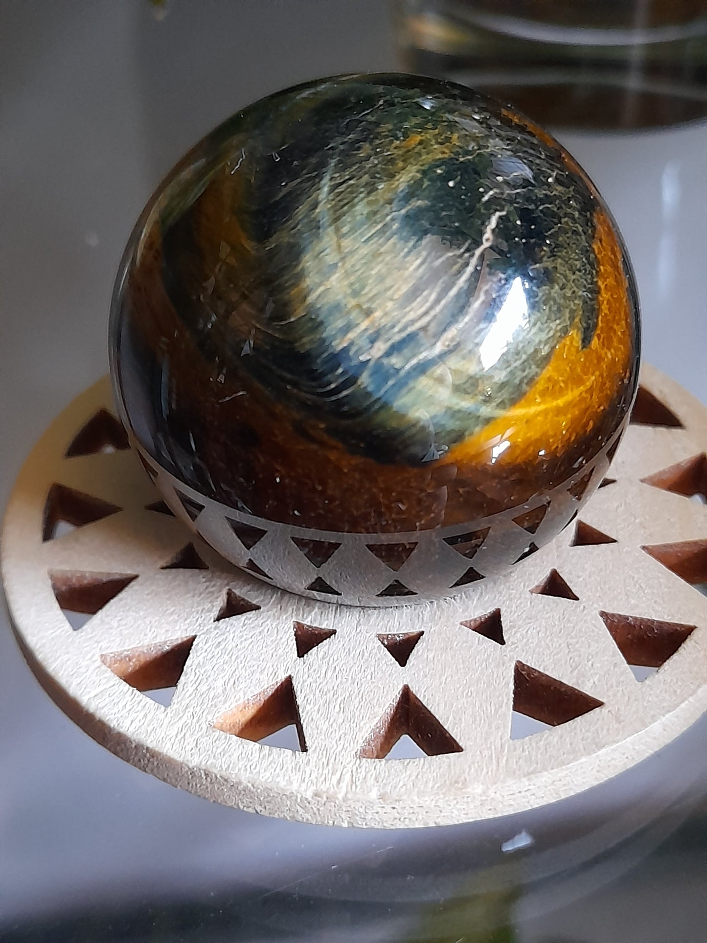 Blue and Gold Tigers Eye Sphere - 78g