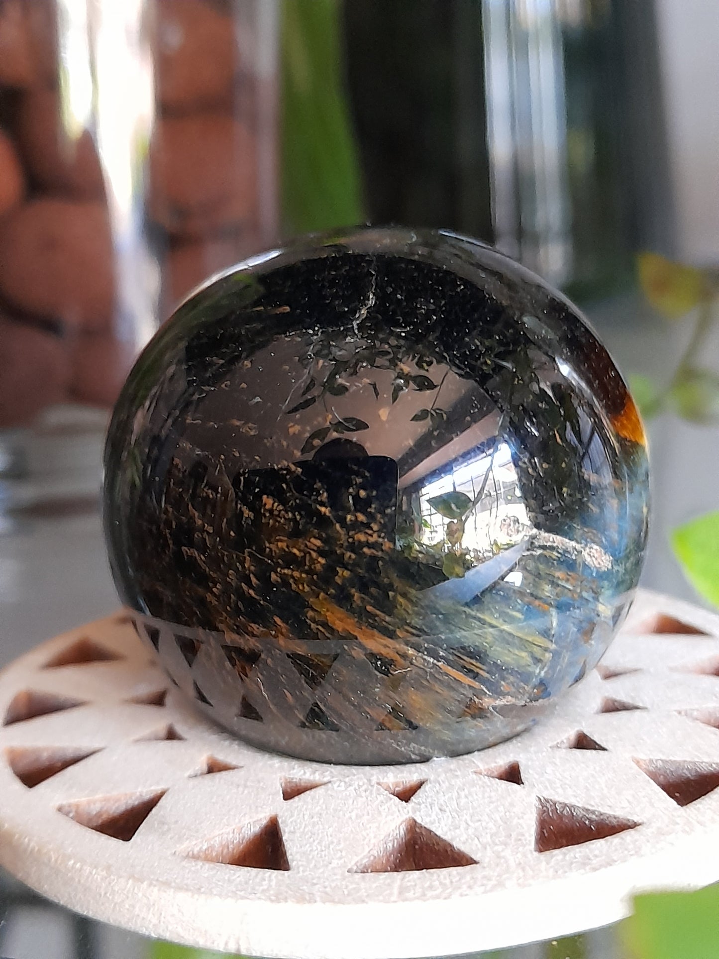 Blue and Gold Tigers Eye Sphere - 73g