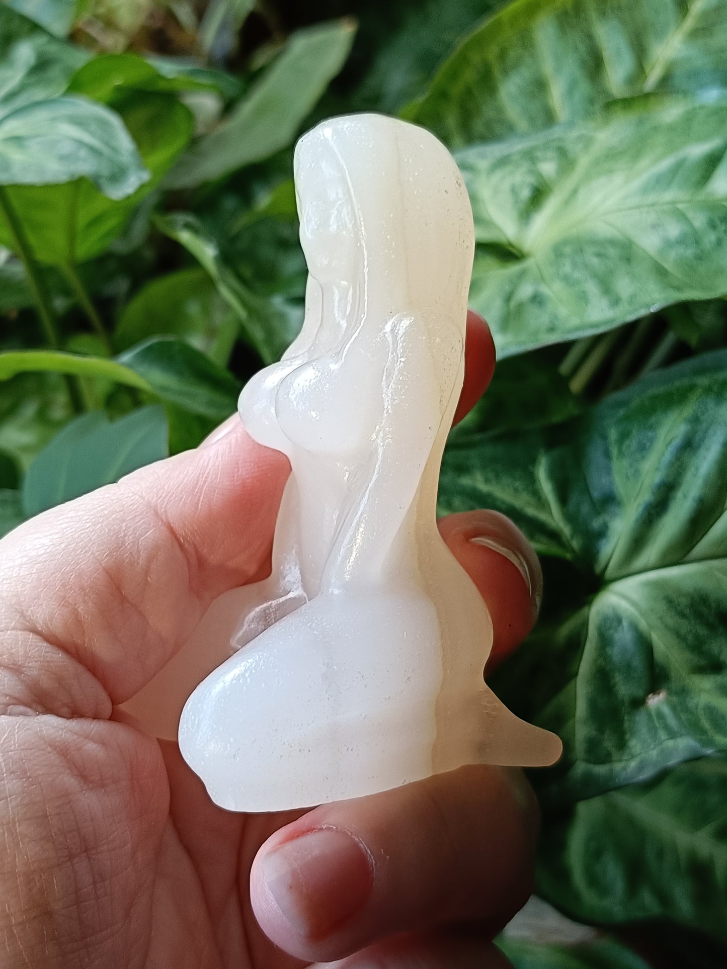 Banded Calcite Yoga Pose Goddess Carving