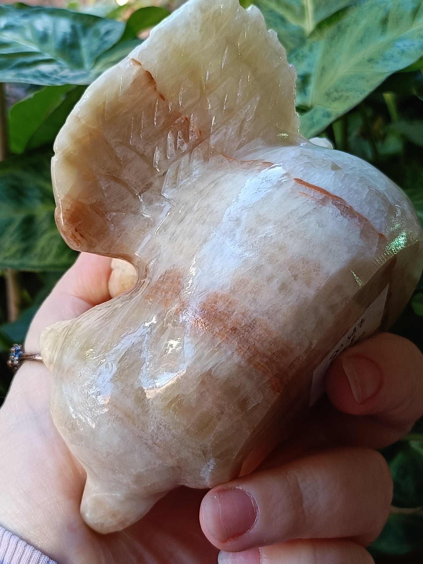 Orange Banded Calcite Sleeping Angel Cat - 830g
