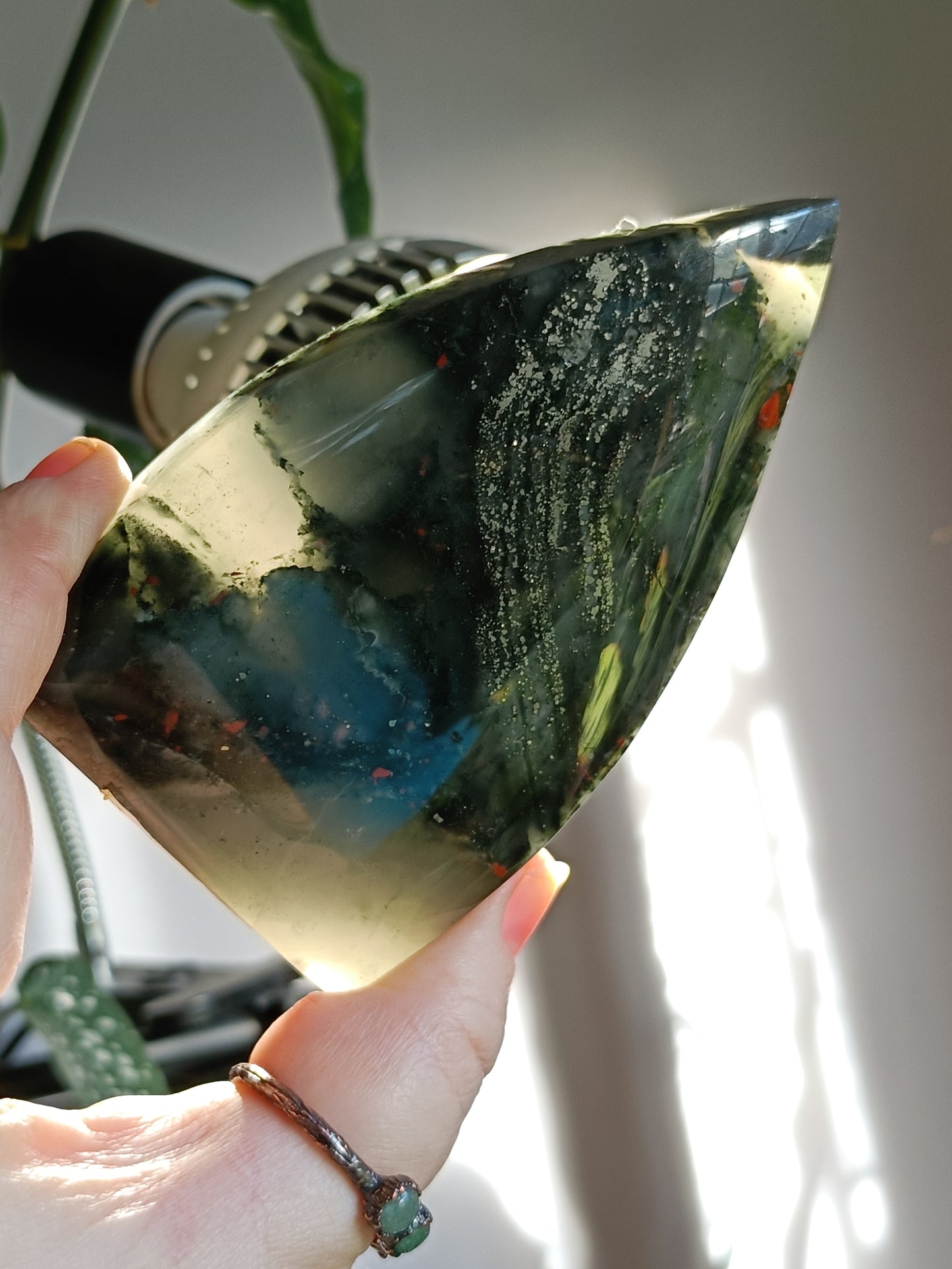 African Bloodstone Teardrop Carving - 255g