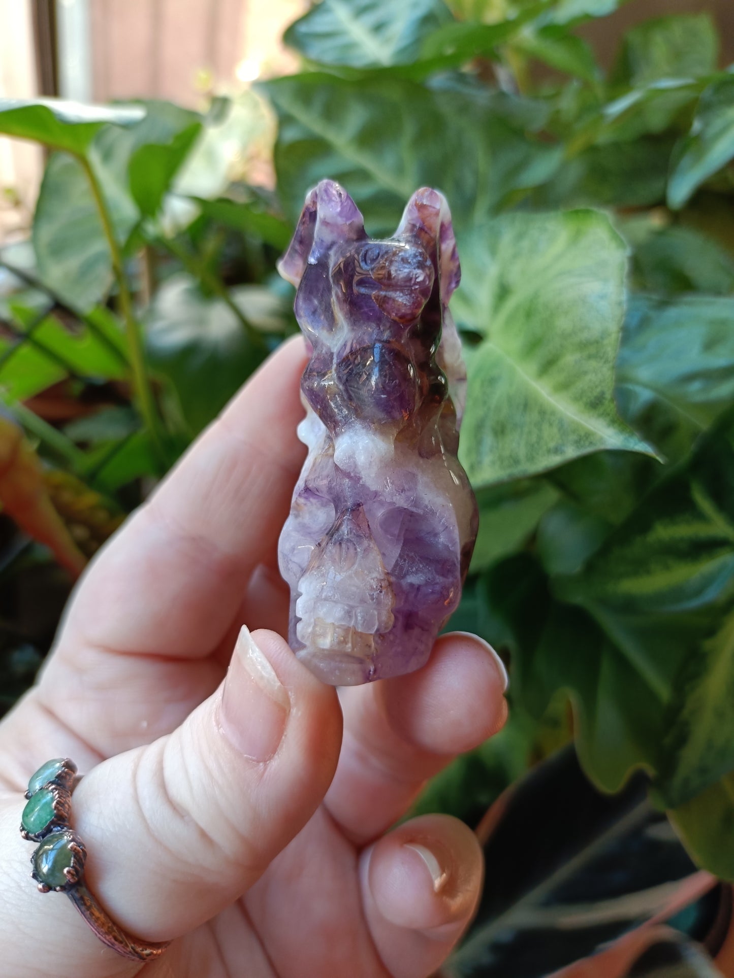 Amethyst Dragon on Skull Carving - 83g