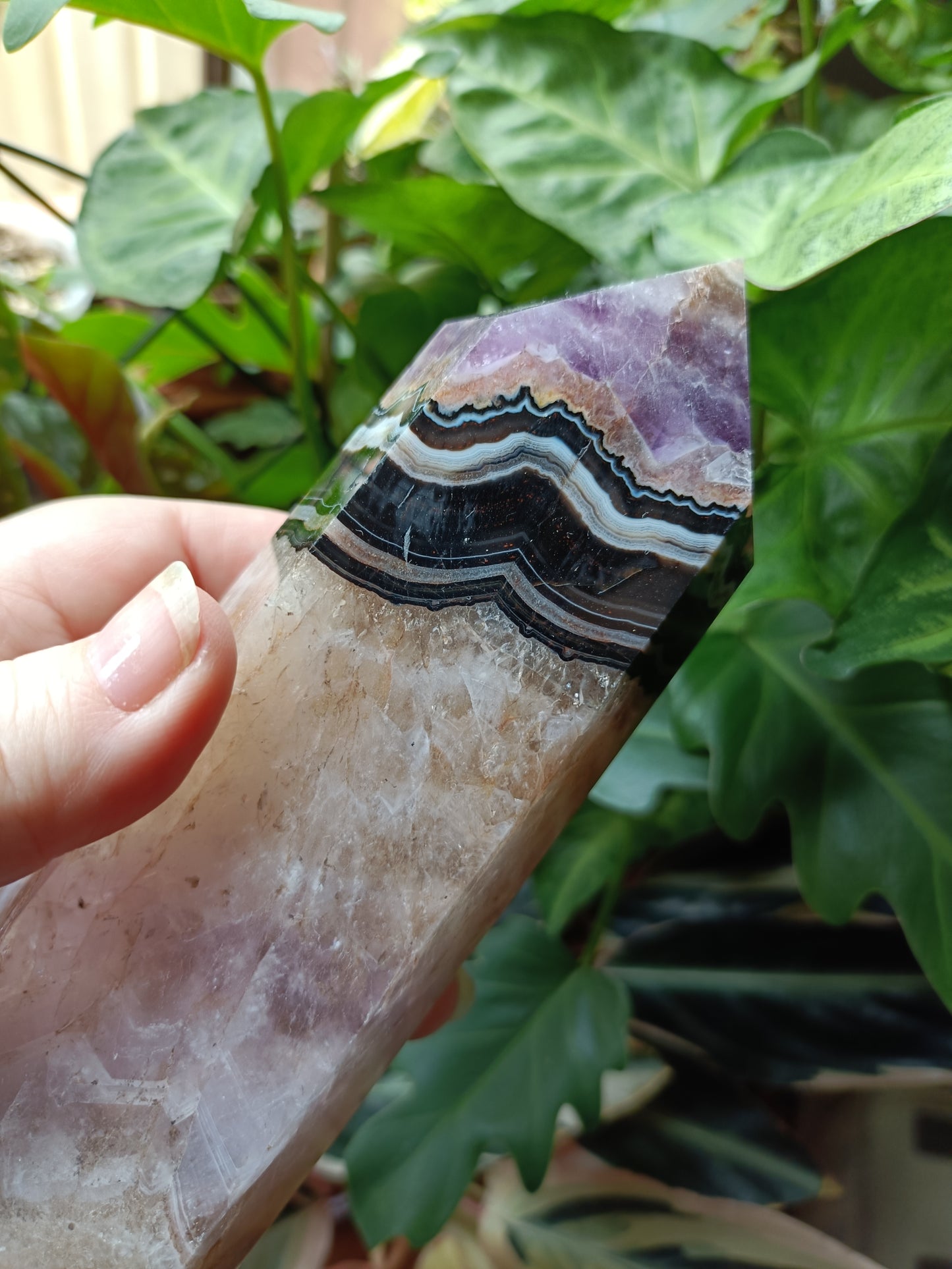 Amethyst & Mexican Lace Agate Tower - 945g