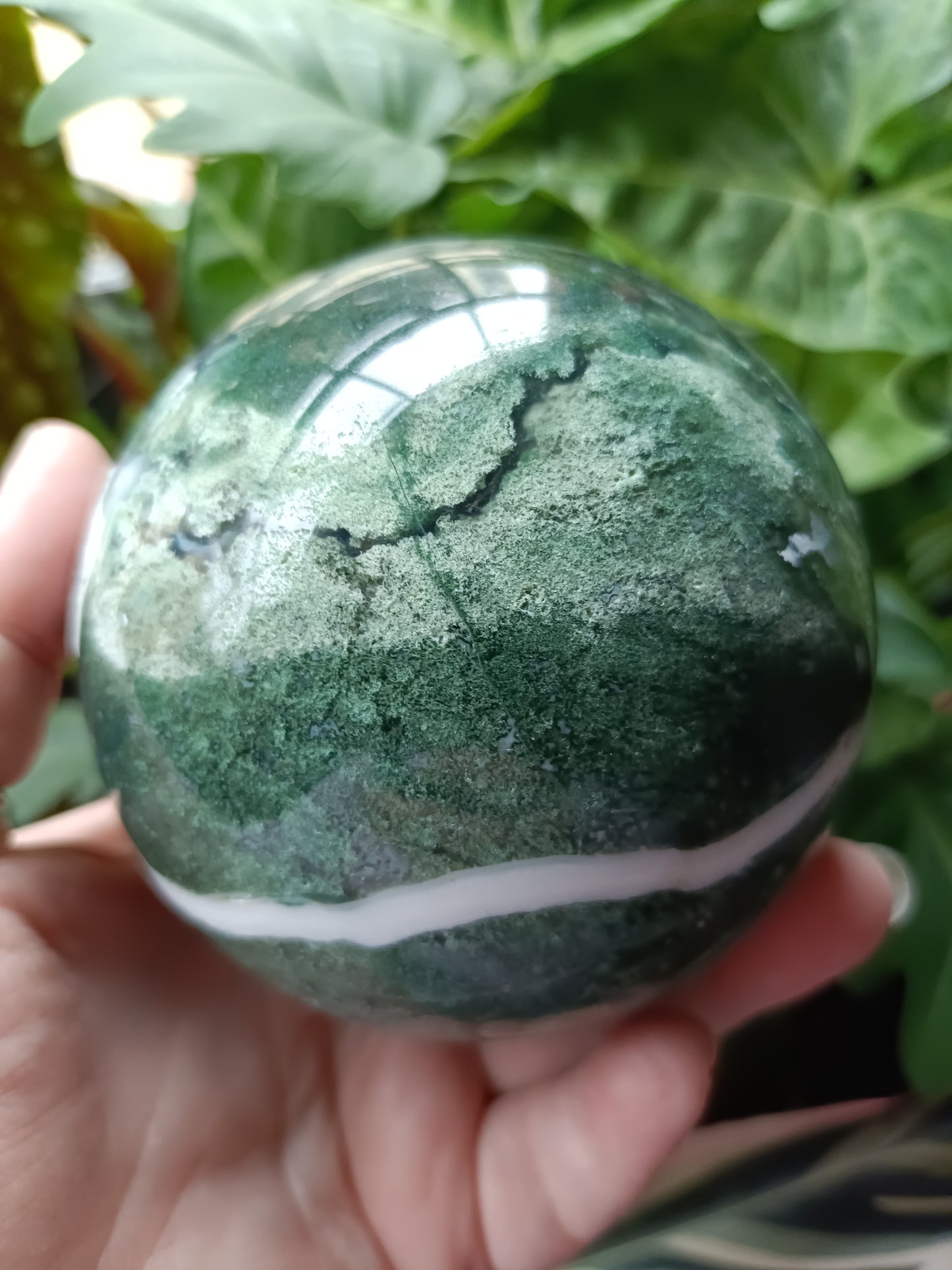 Moss Agate Sphere - 1171g