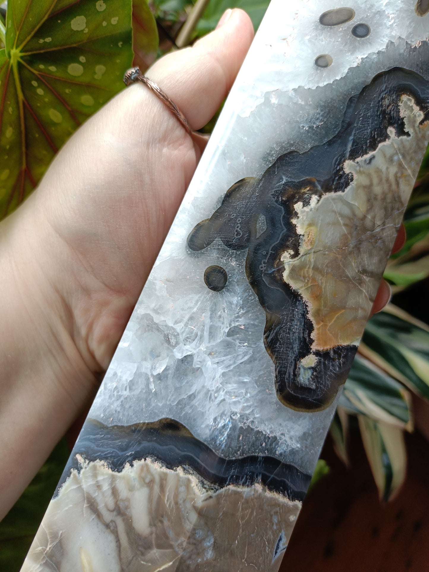 Volcanic Agate & Quartz Tower - 2477g