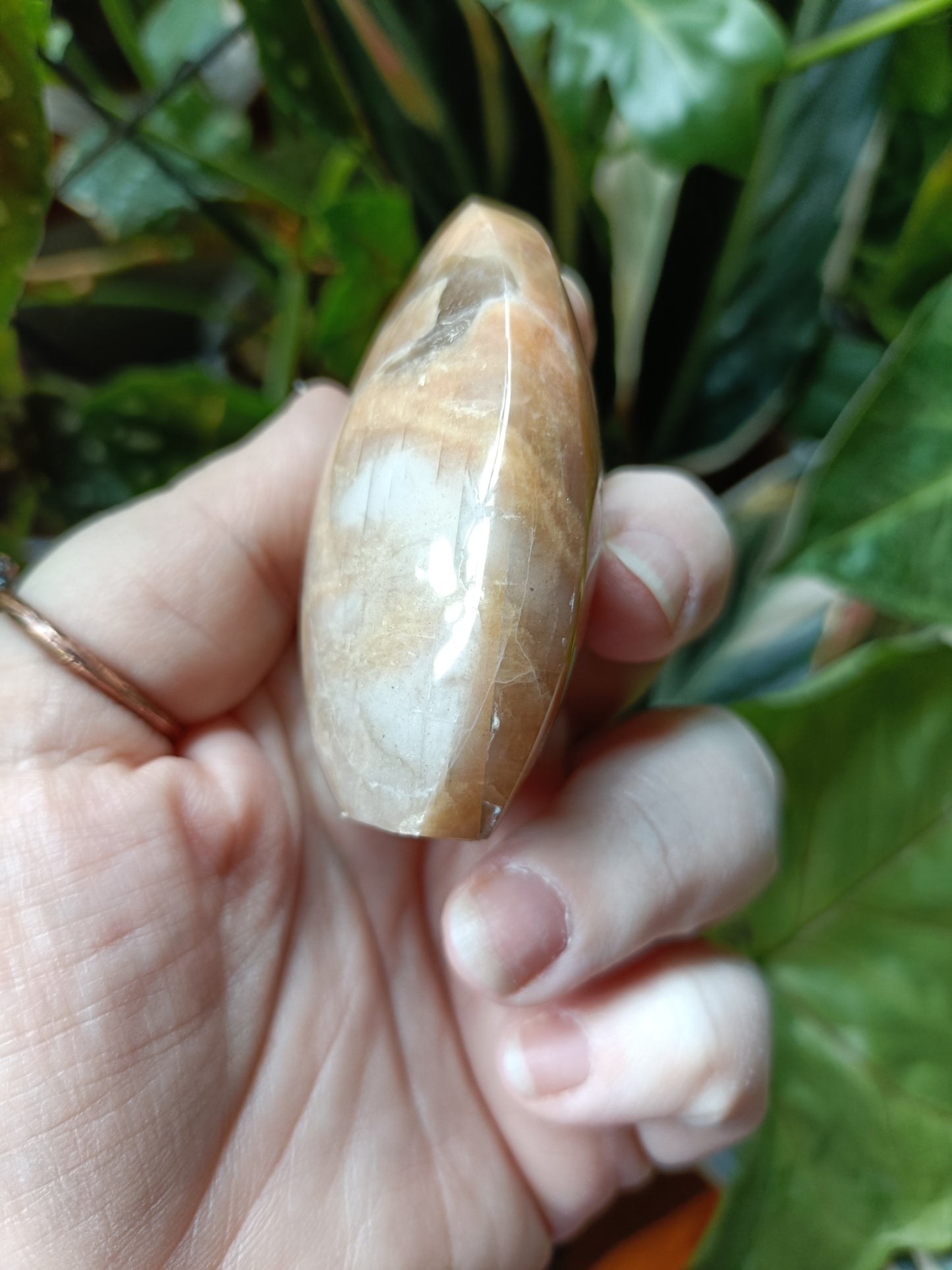 Peach Moonstone & Smokey Quartz Teardrop Carvings - 116g