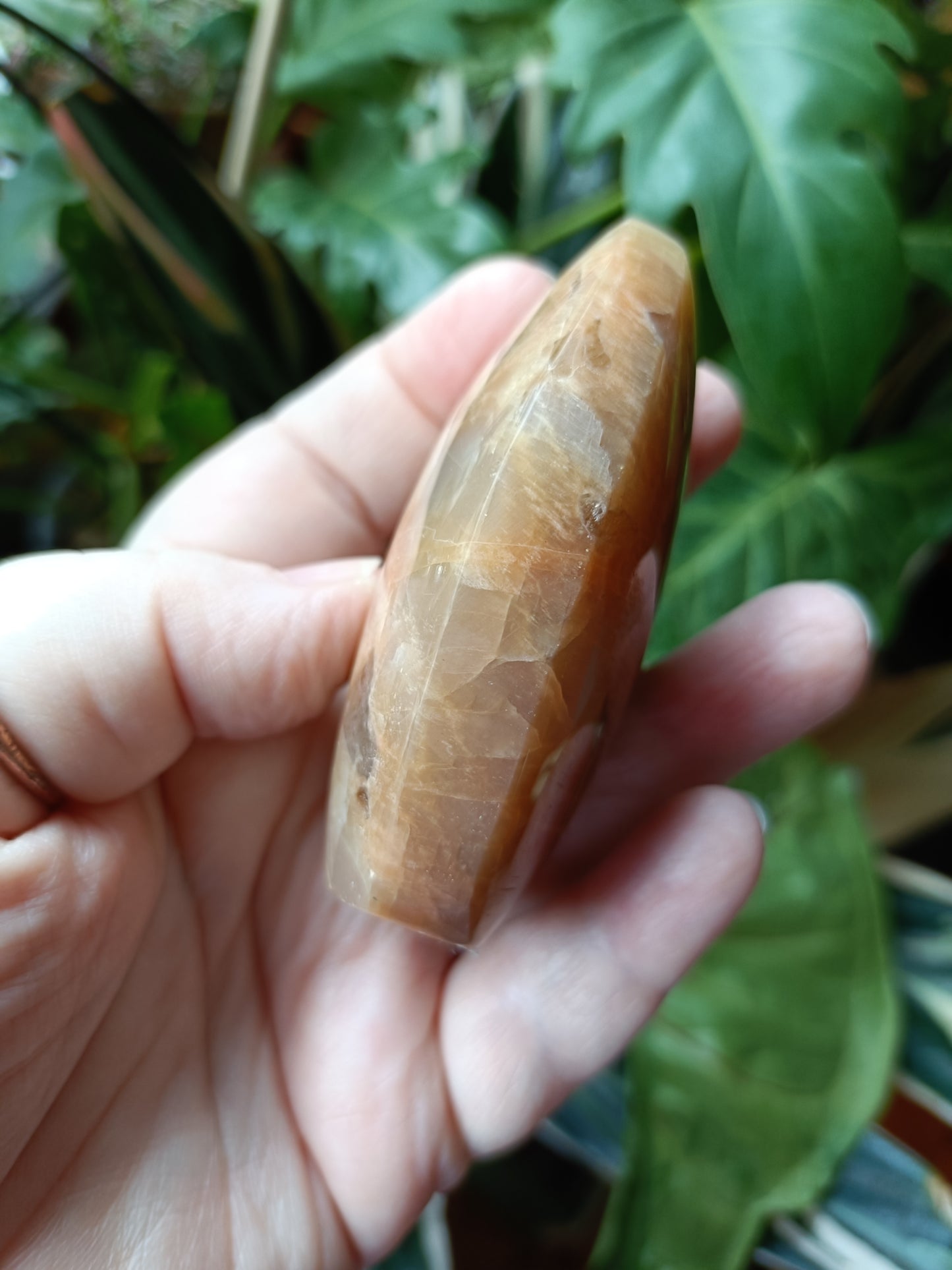 Peach Moonstone & Smokey Quartz Teardrop Carvings - 189g
