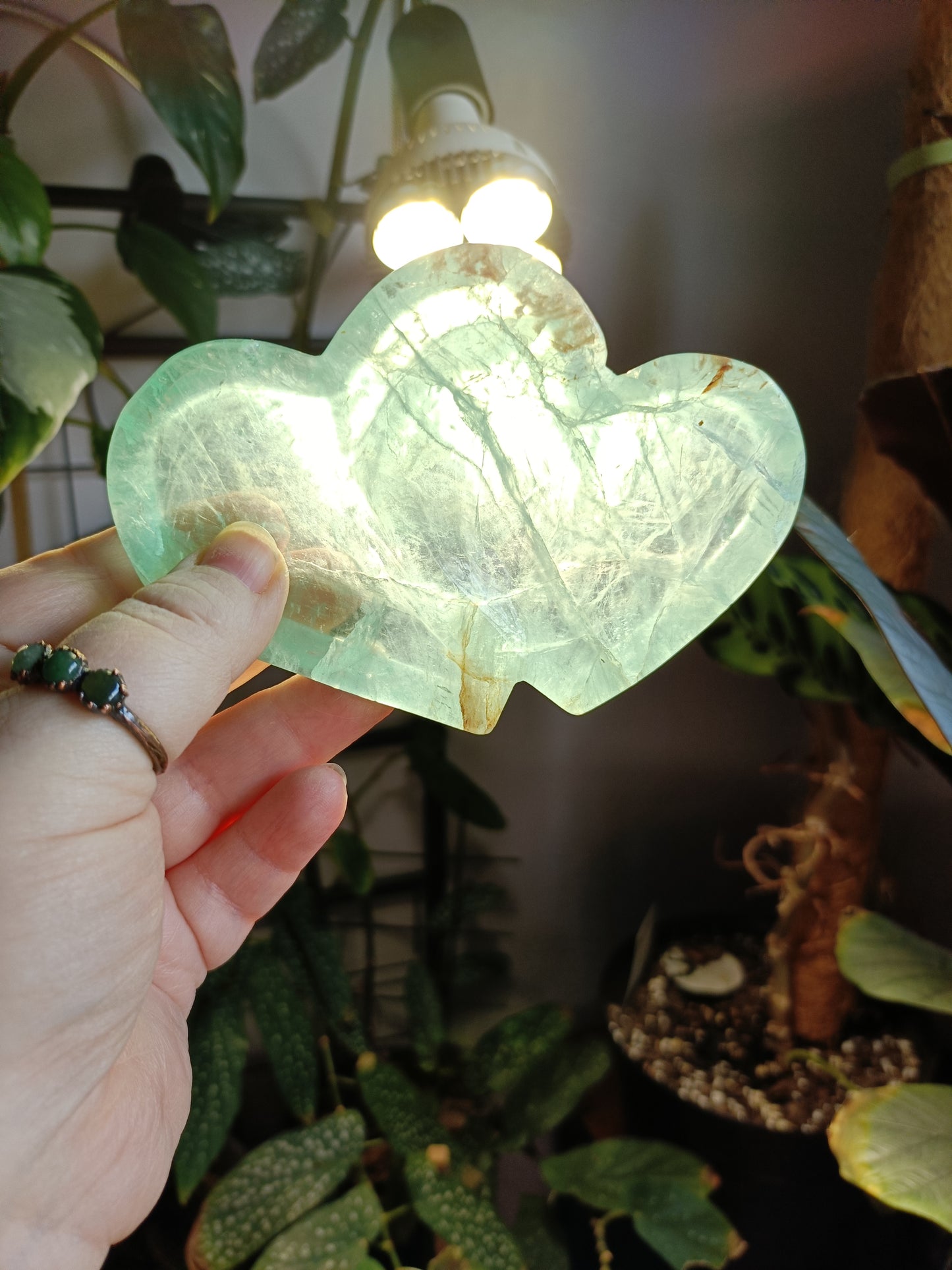 Green Fluorite Heart Trinket Dish - 298g