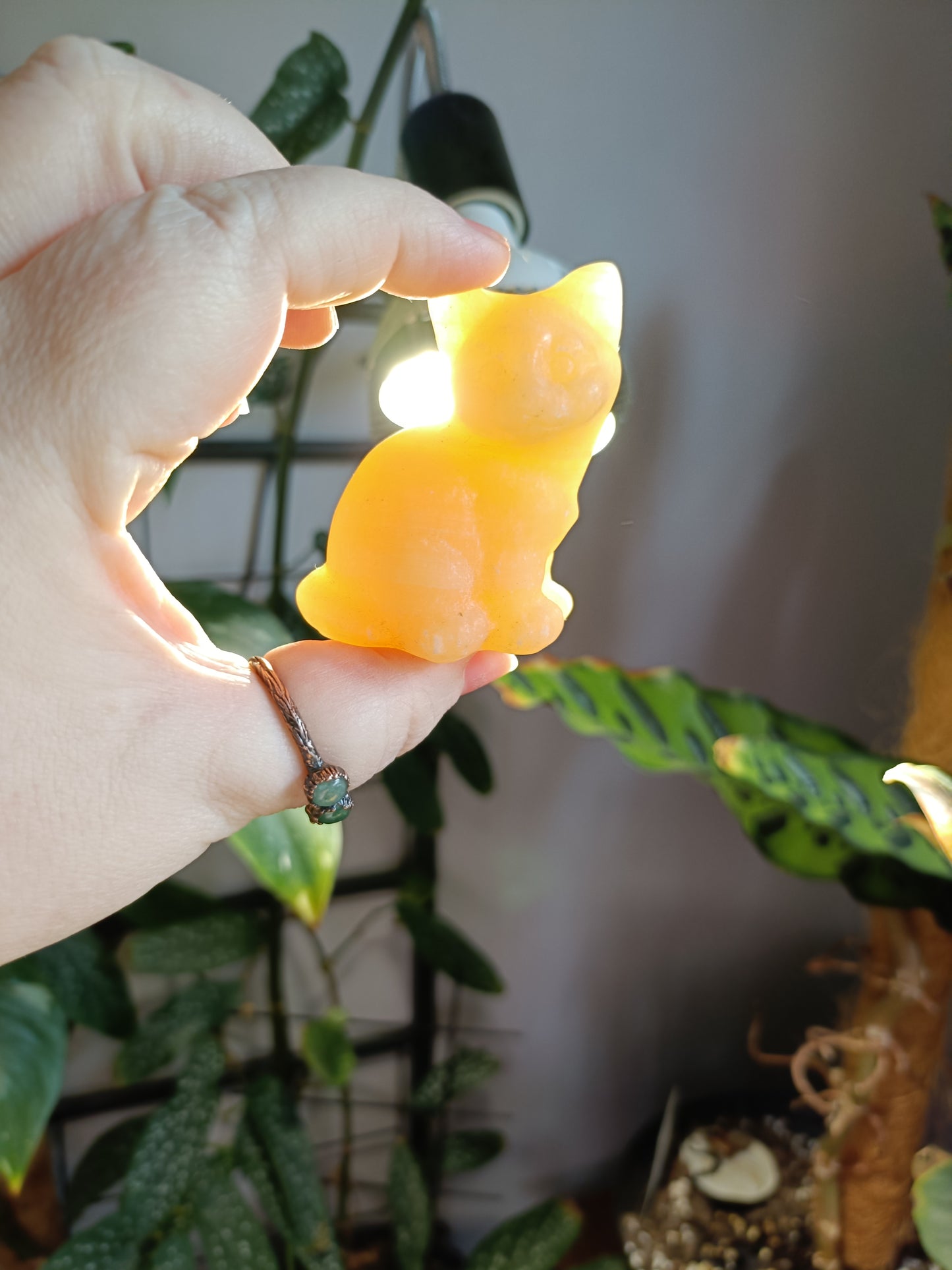 Orange Calcite Sitting Cat - 115g