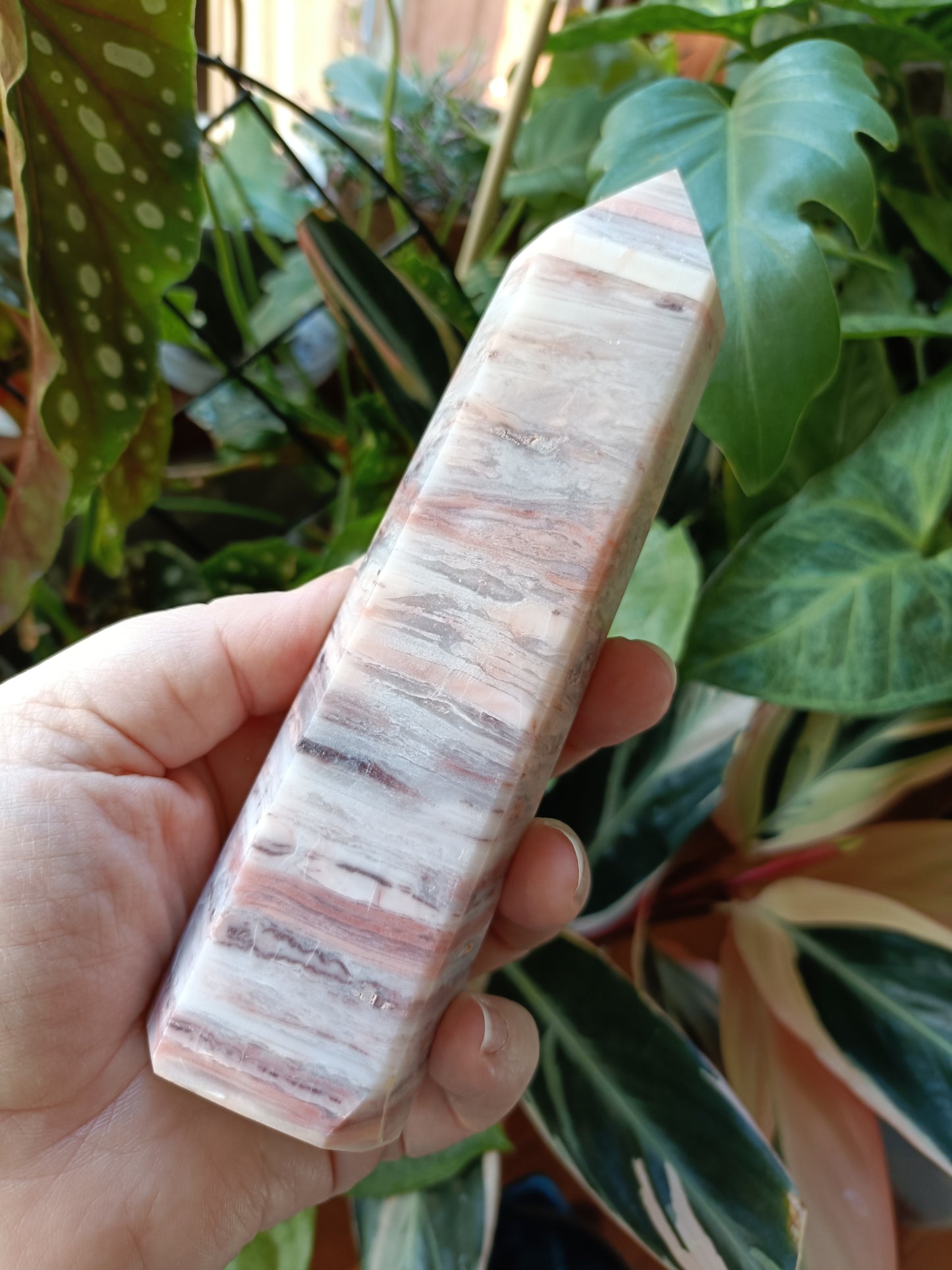 Banded Pink Calcite Tower - 461g