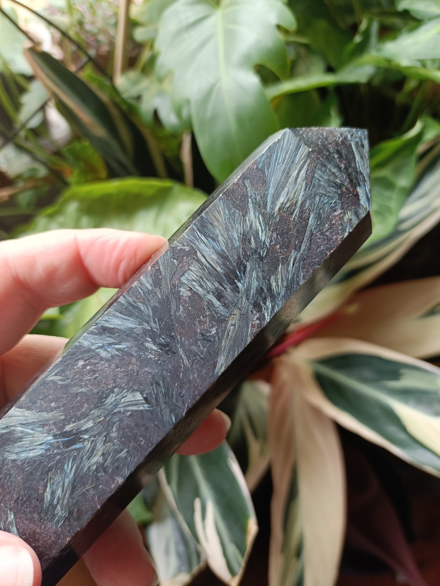 Arfvedsonite 'Firework Stone' Tower - 715g