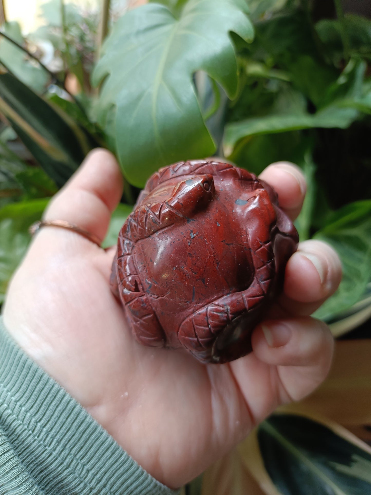 Red Jasper Skull & Snake Carving - 277g
