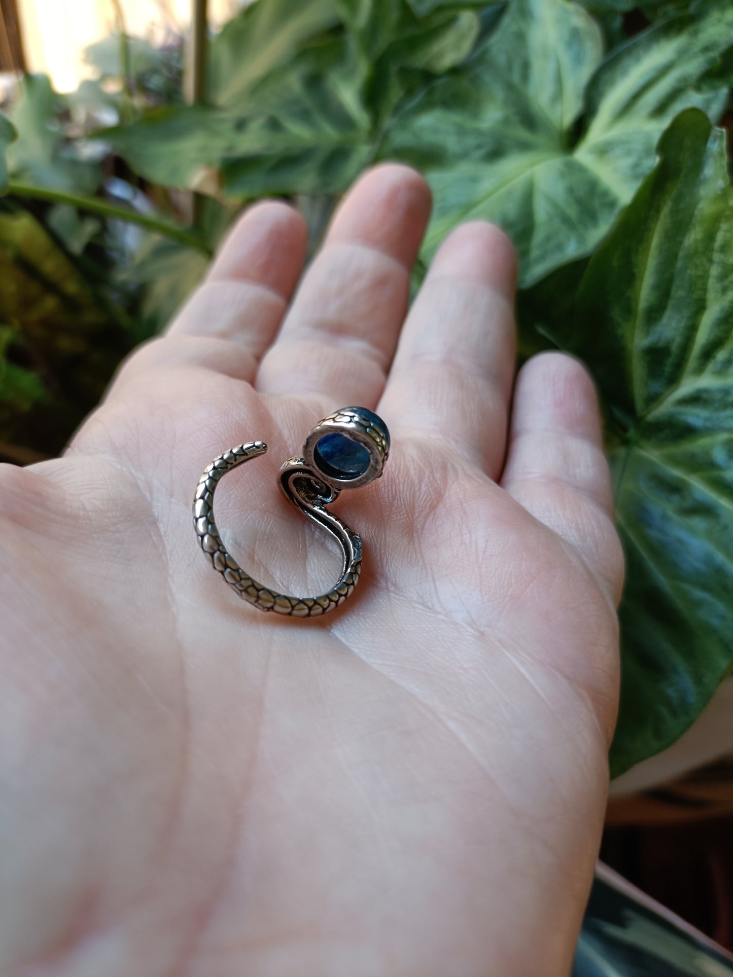 Oval Blue Kyanite Ring - Silver-Plated Copper