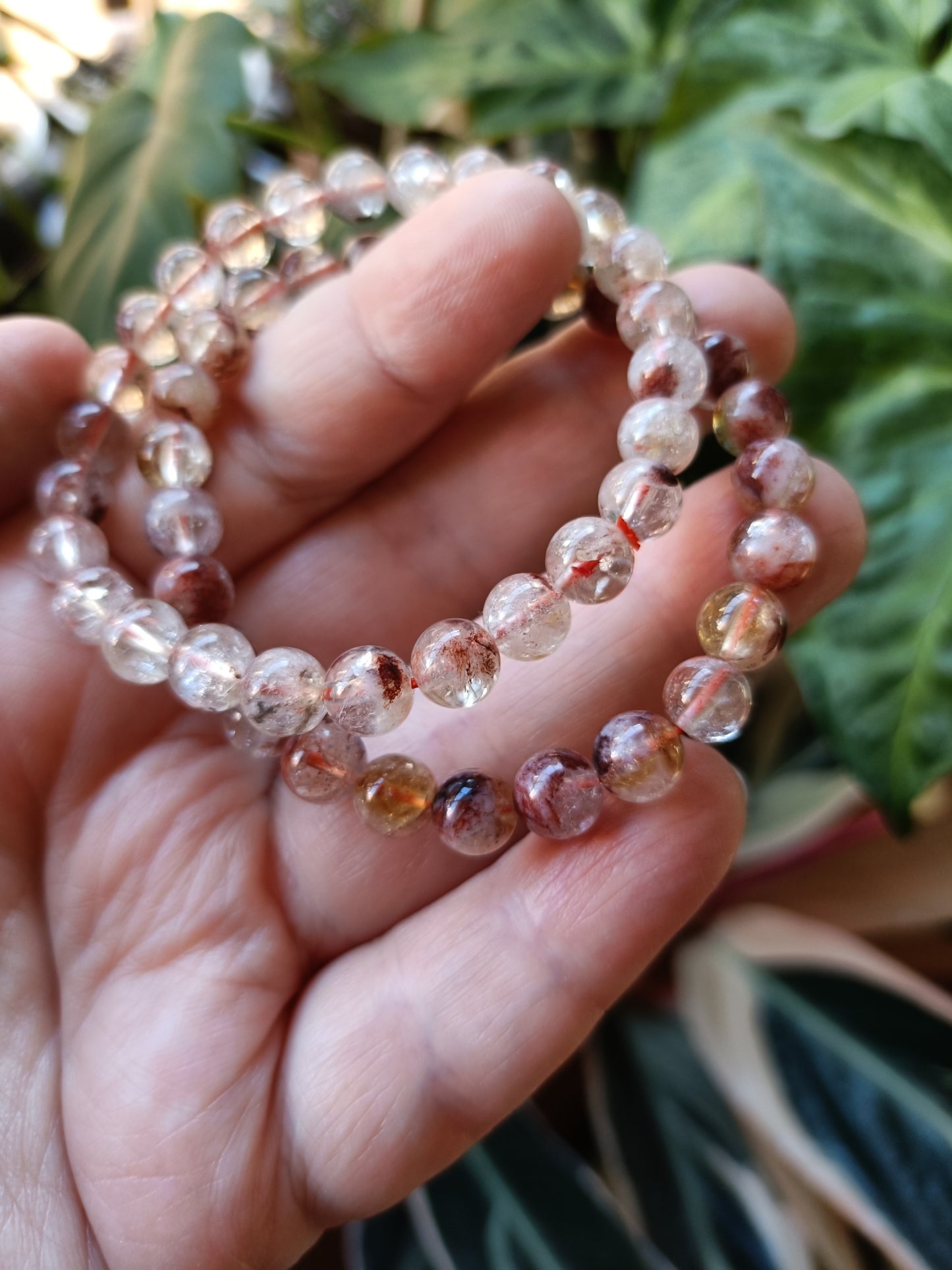 Fire Quartz Round Beaded Stretch Bracelet - 6mm