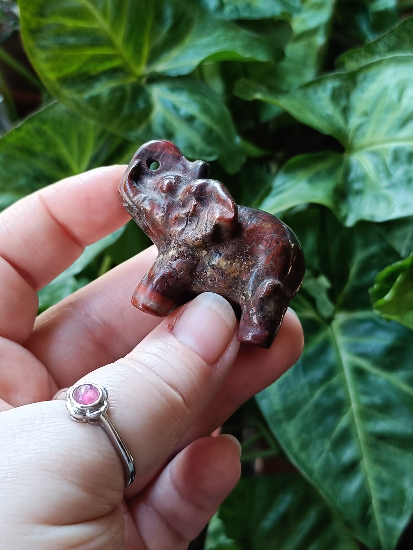 Mixed Stone Standing Elephant Carving - 45-50g