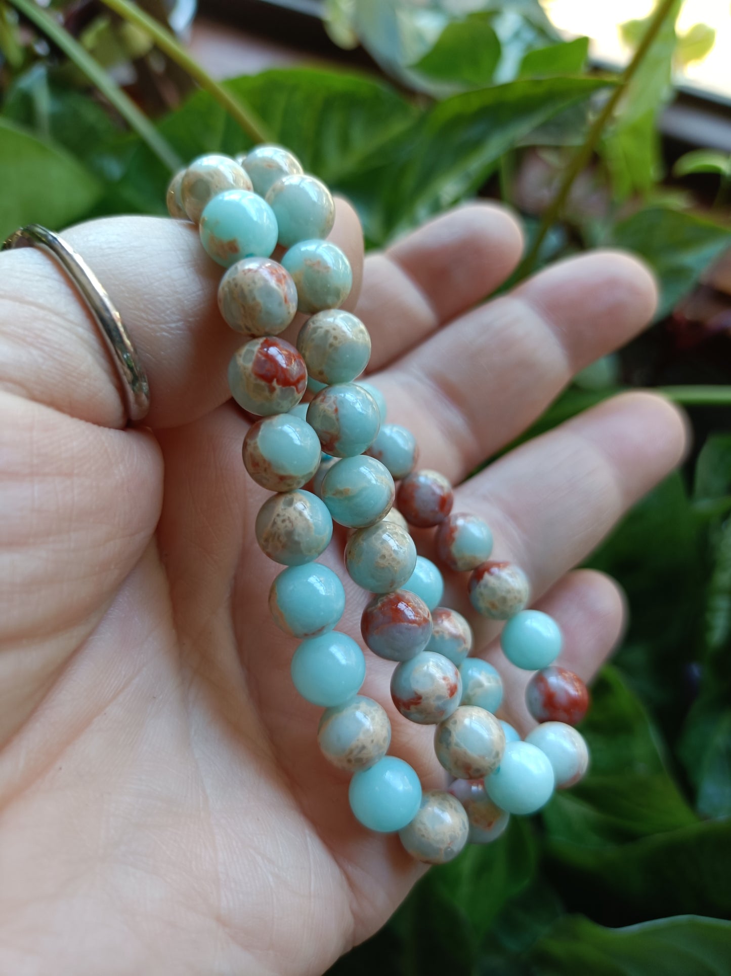 Shoushan Stone Round Beaded Stretch Bracelet - 8mm