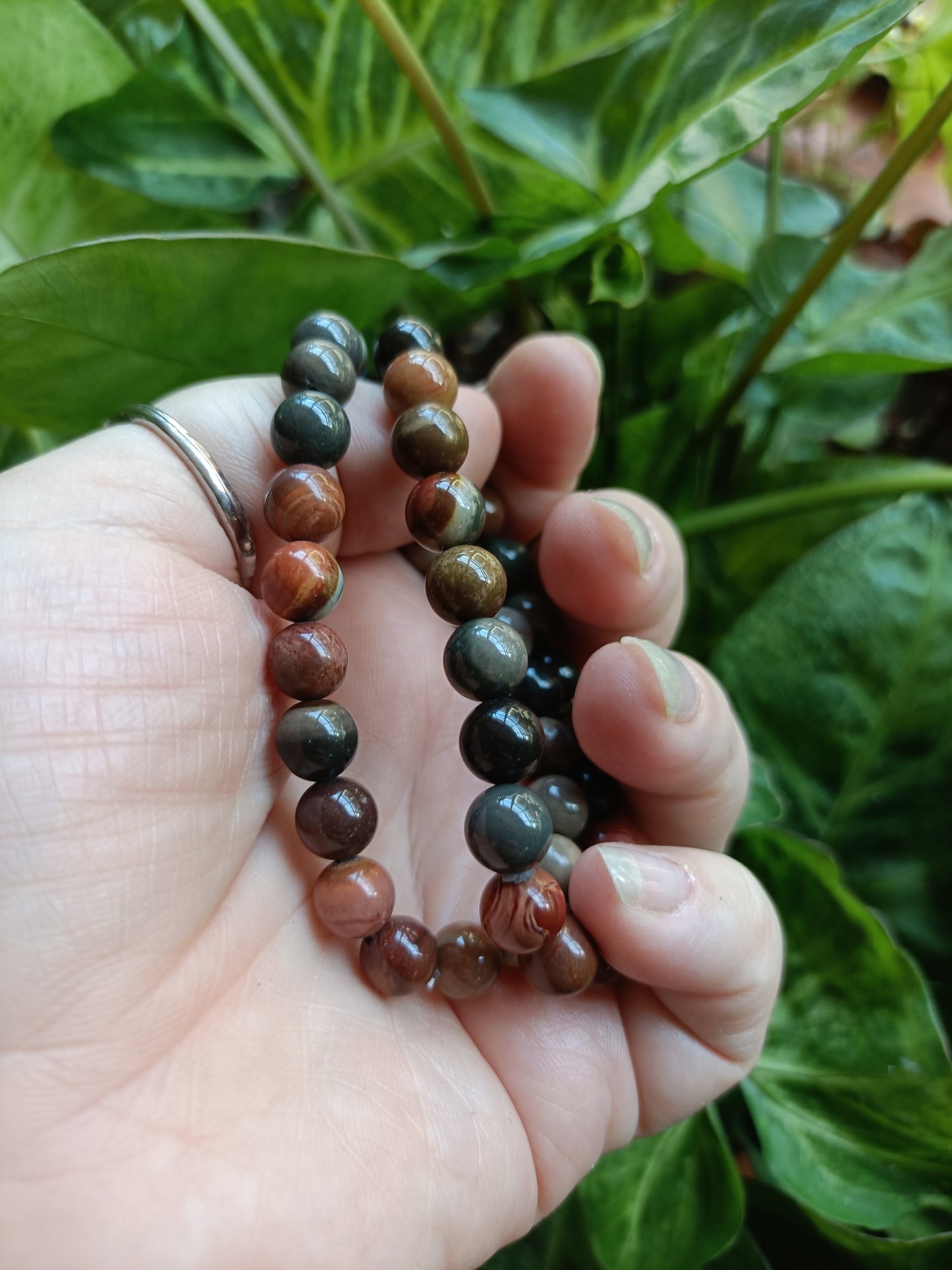 Polychrome Jasper Round Beaded Bracelet - 8mm