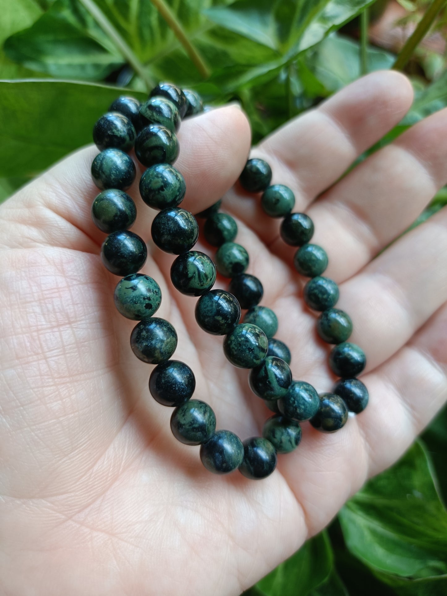 Kambaba Jasper Beaded Stretch Bracelet - 8mm