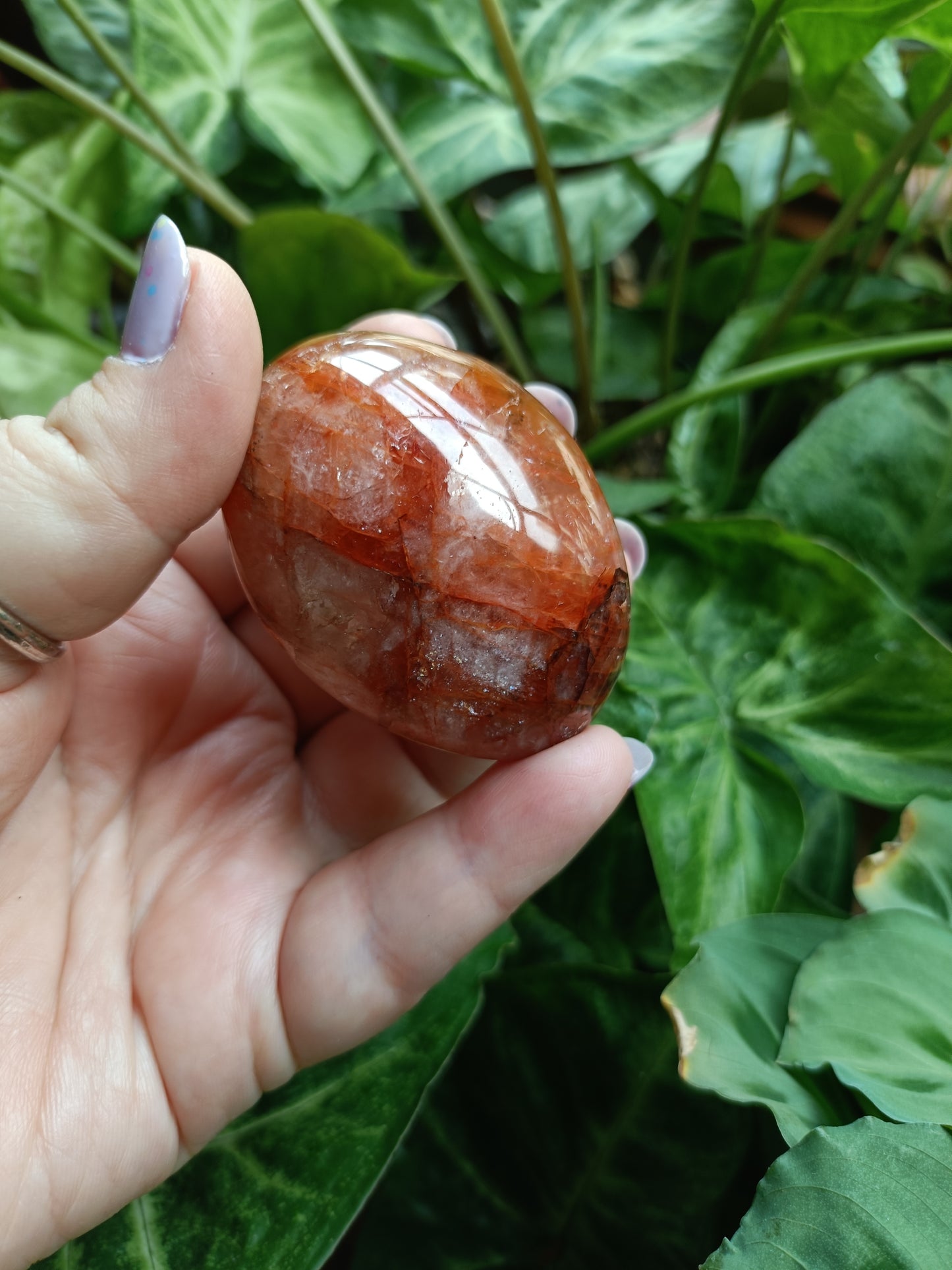 Fire Quartz Large Palm Stone - 100-140g