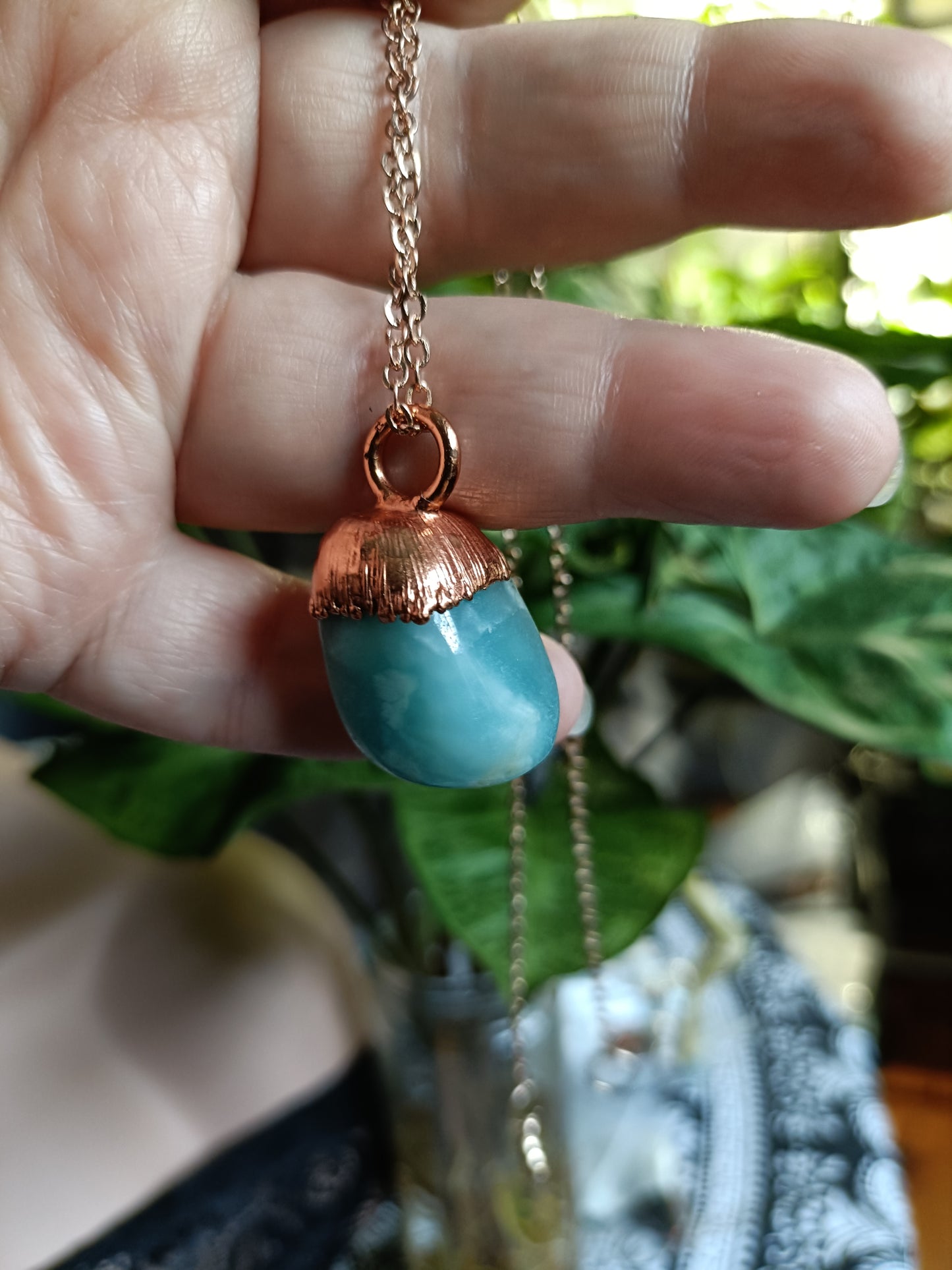Handmade Caribbean Calcite Pendant Necklace