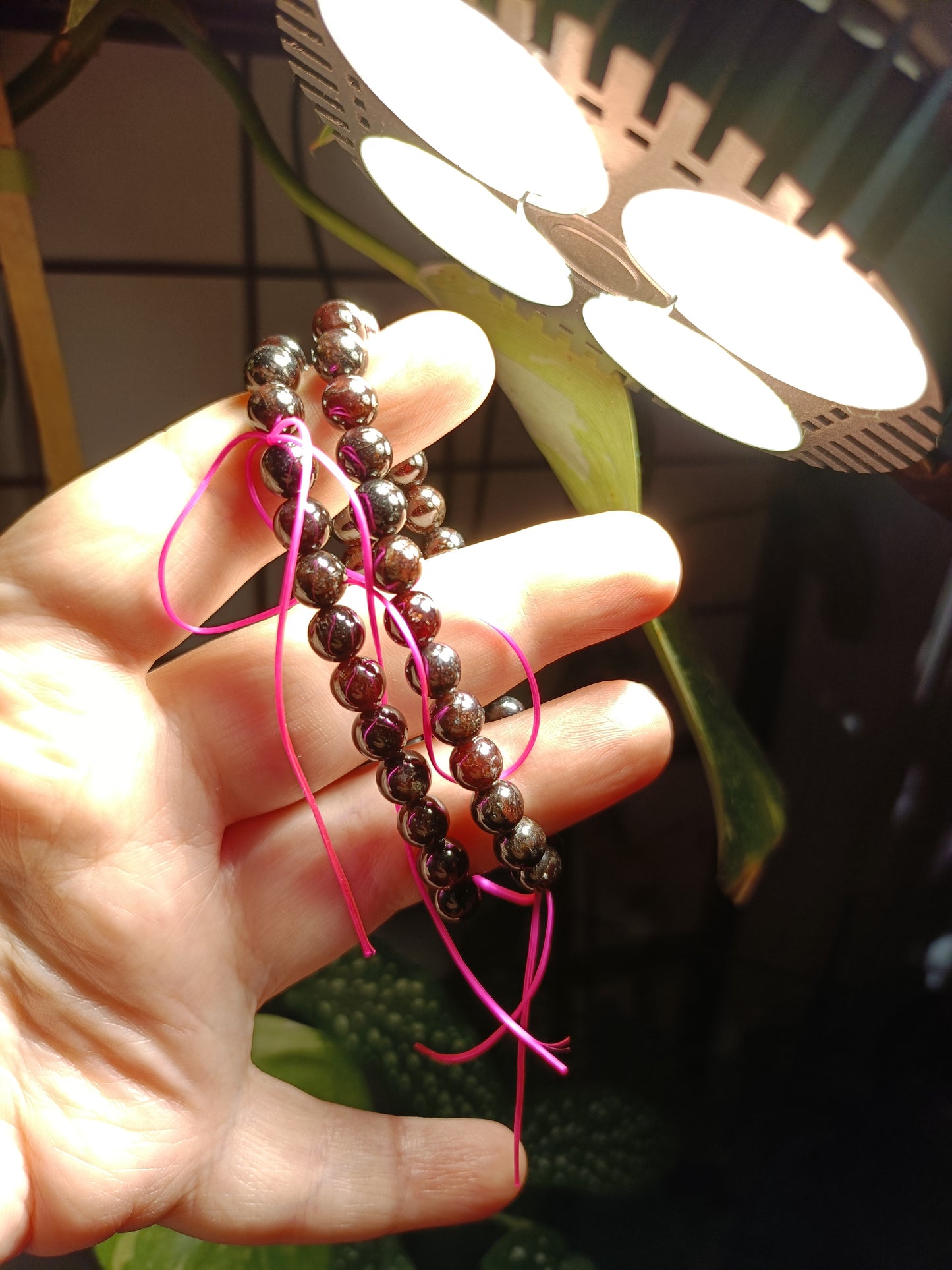 Garnet Beaded Stretch Bracelet - 7mm