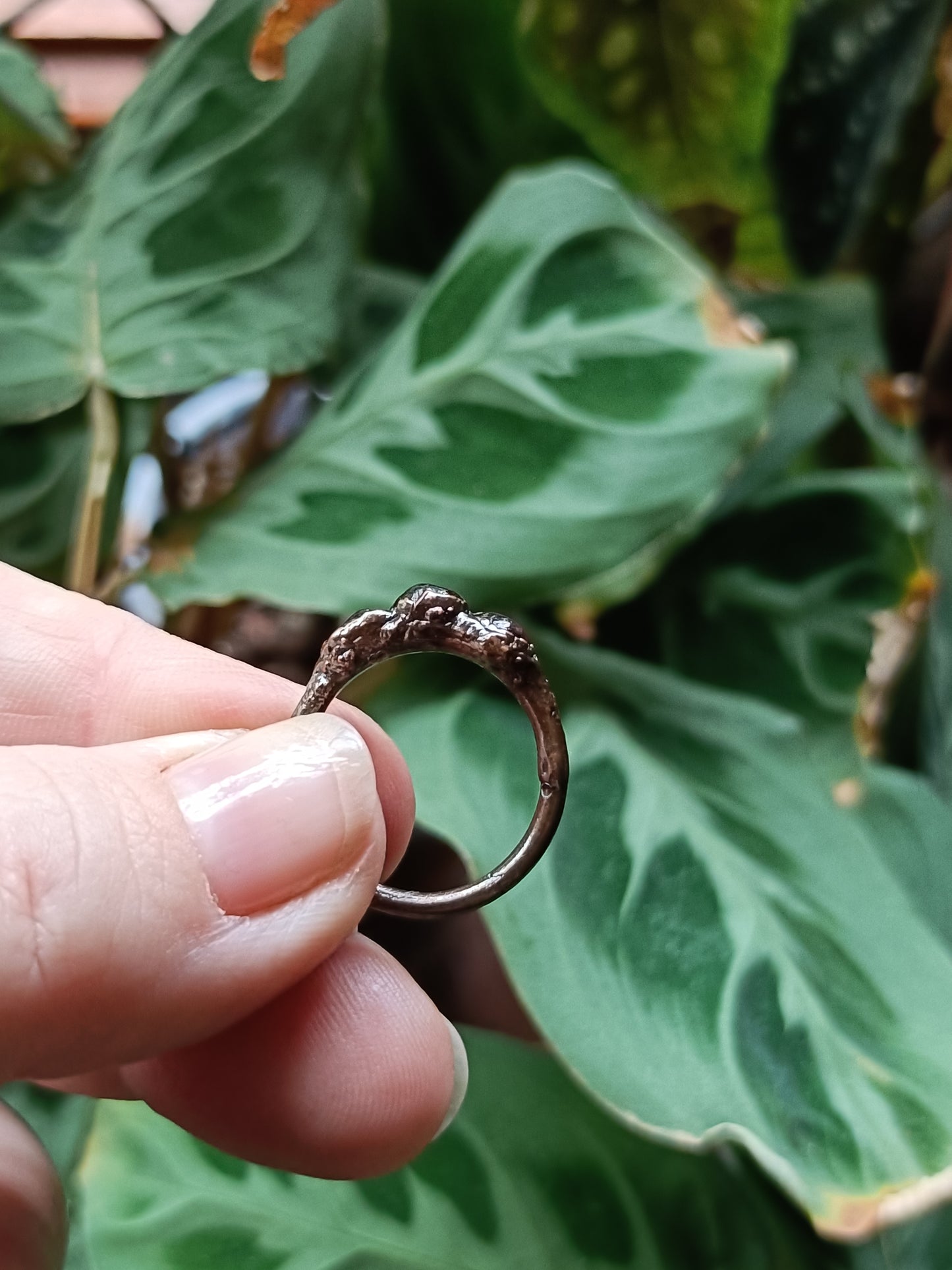 Garnet Copper Electroformed Ring - Size US 5 - UK J 1/2 - D 15.7mm