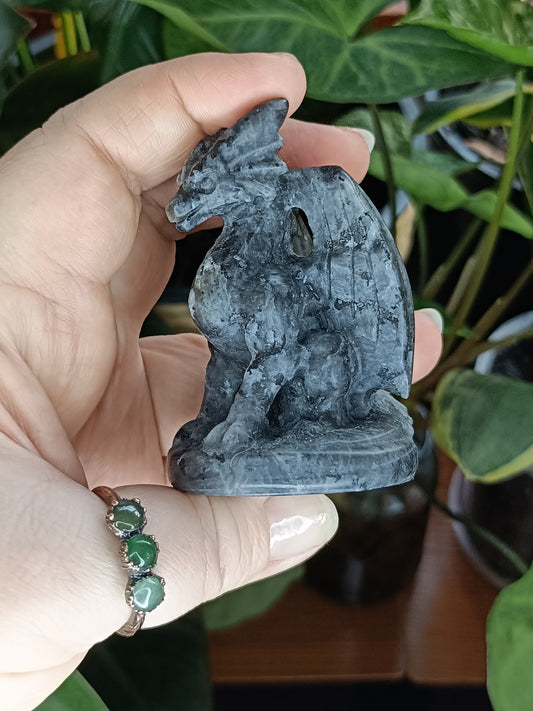 Larvikite Guardian Dragon Carving - 100g