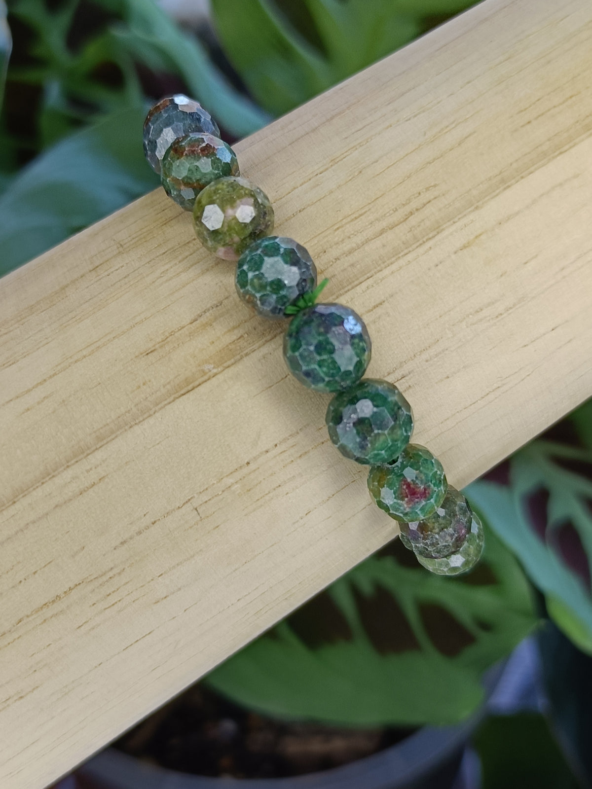 Faceted Ruby Fuchsite Beaded Stretch Bracelet - 8mm