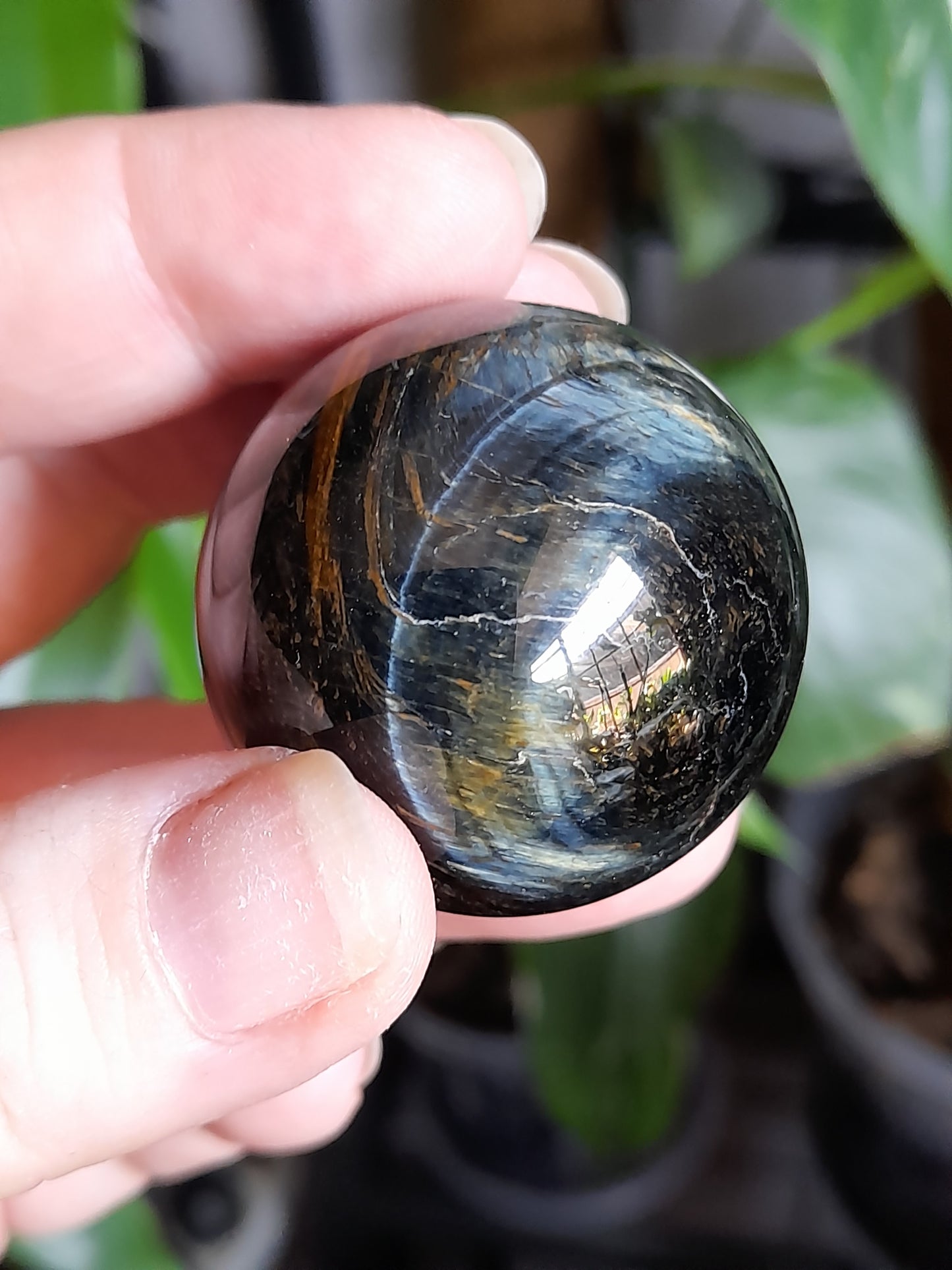 Blue and Gold Tigers Eye Sphere - 73g