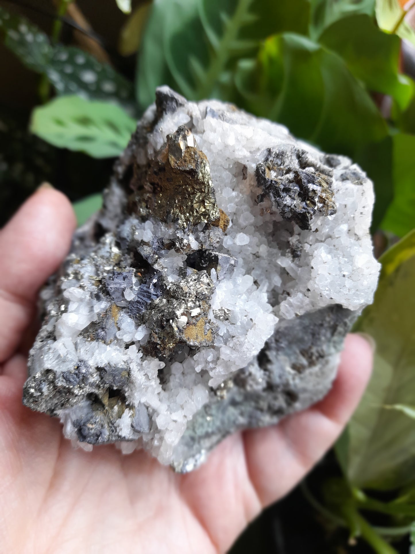 Quartz Specimen with Pyrite Inclusions - 841g