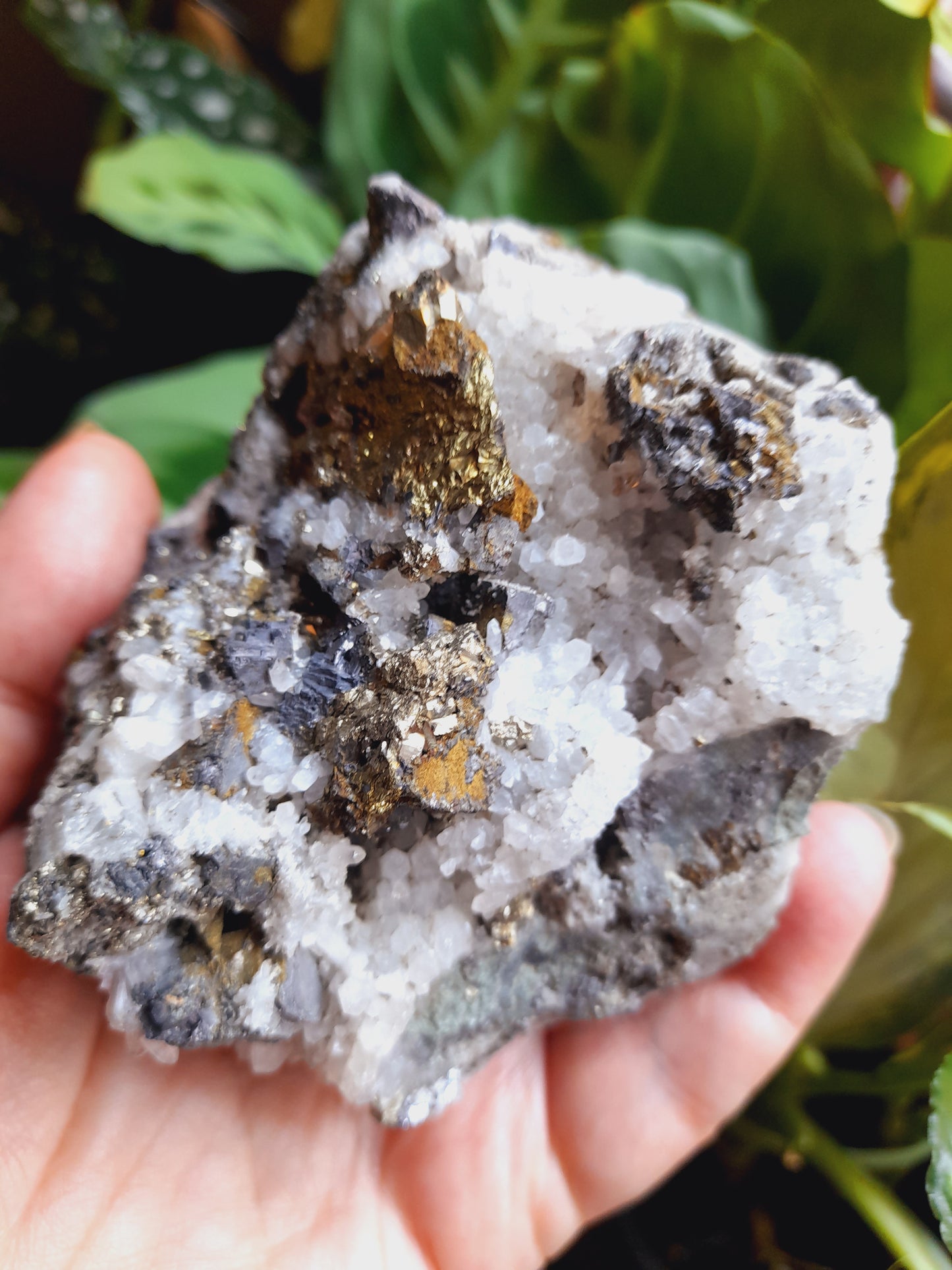 Quartz Specimen with Pyrite Inclusions - 841g