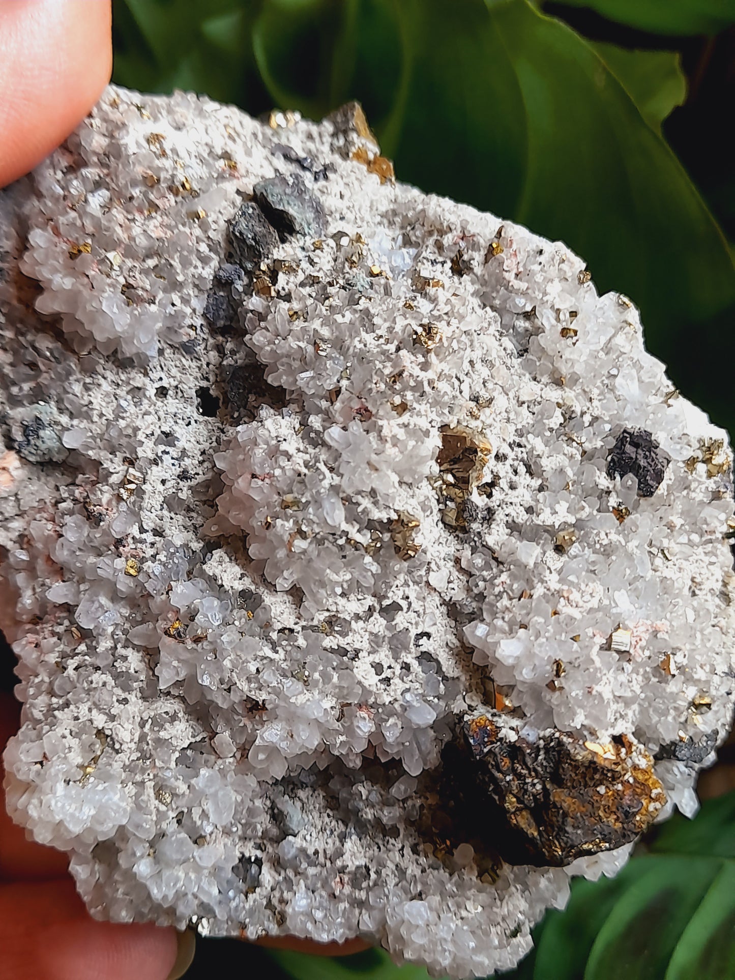 Quartz Specimen with Pyrite Inclusions - 841g