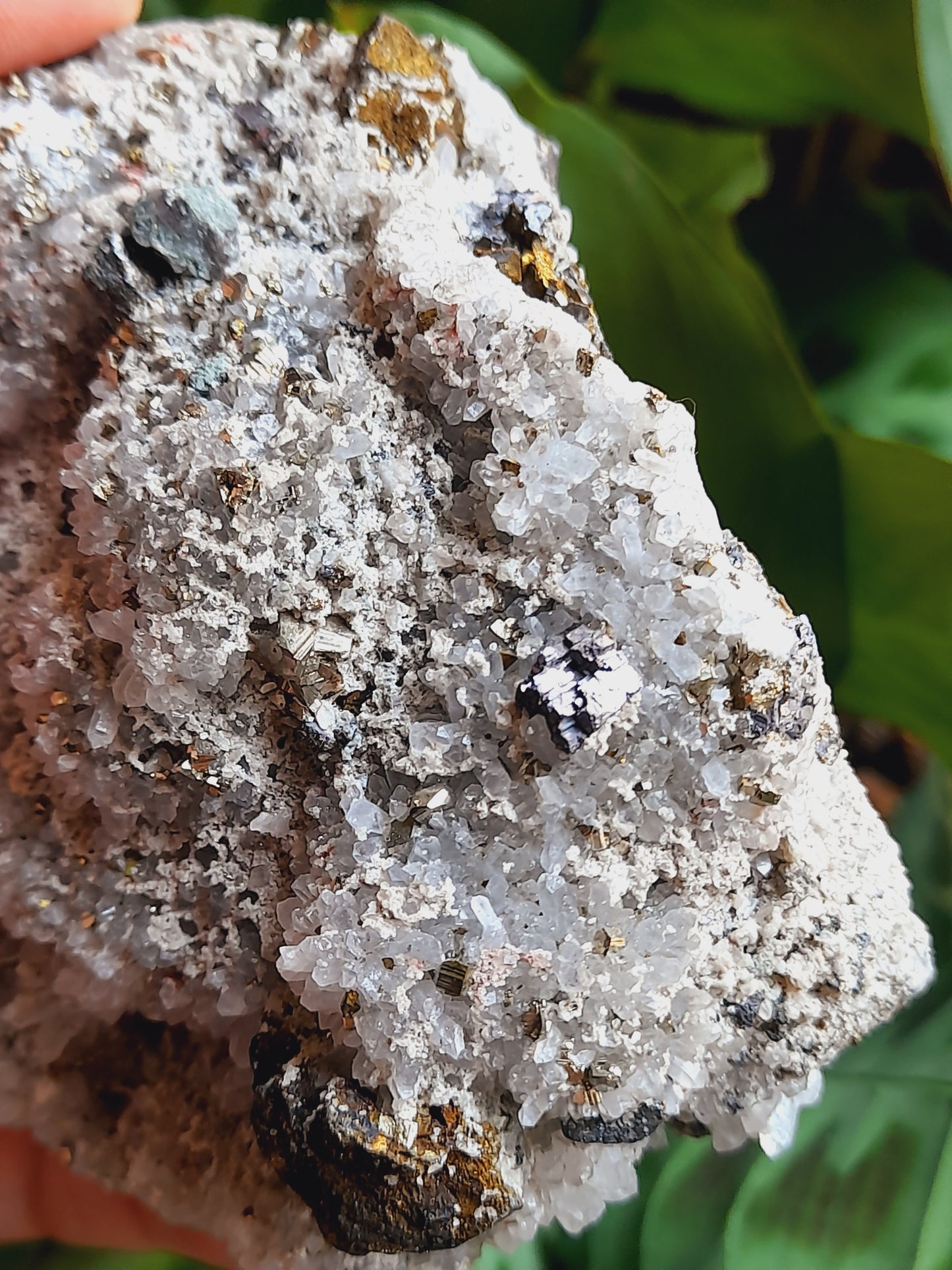Quartz Specimen with Pyrite Inclusions - 841g