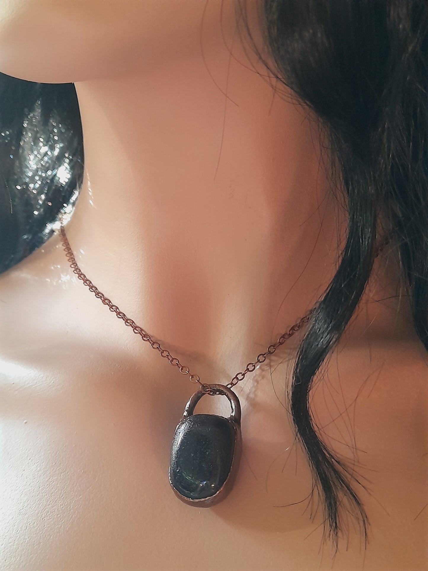 Handmade Blue Goldstone Polished Tumble Stone Necklace