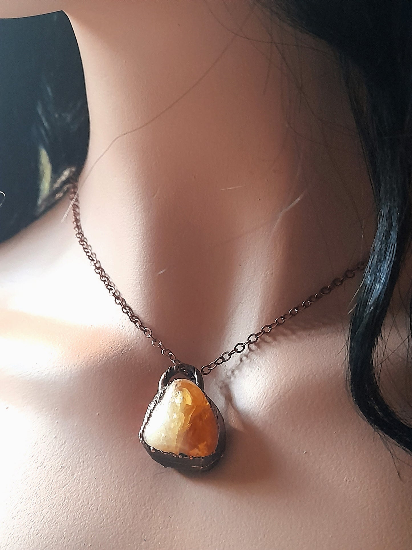 Citrine Copper Electroformed Pendant Necklace