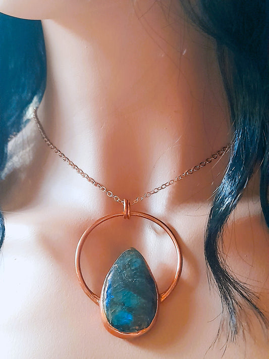 Blue Flash Labradorite Pendant