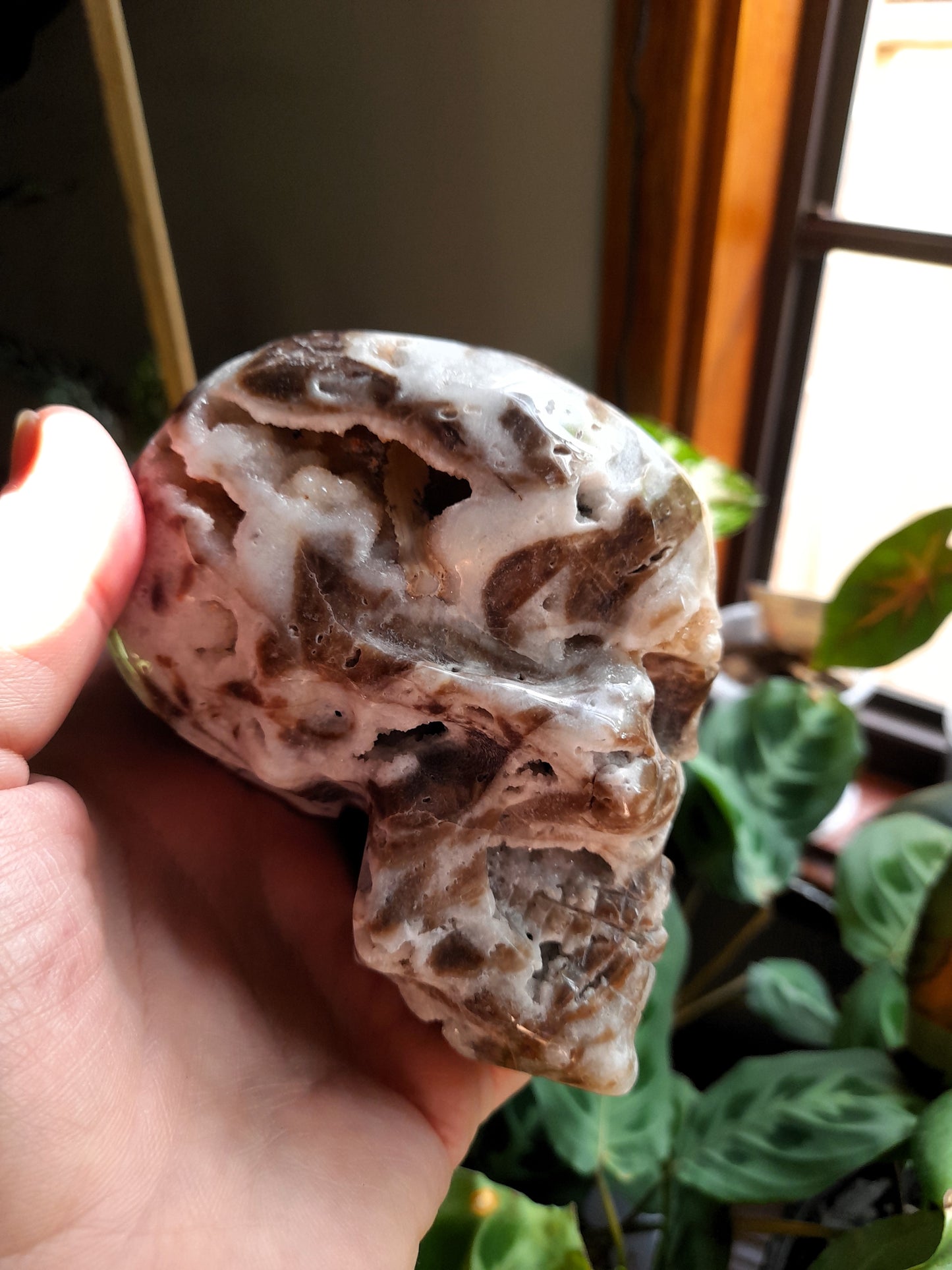 Brecciated Druzy Quartz Chalcedony Skull - 701g