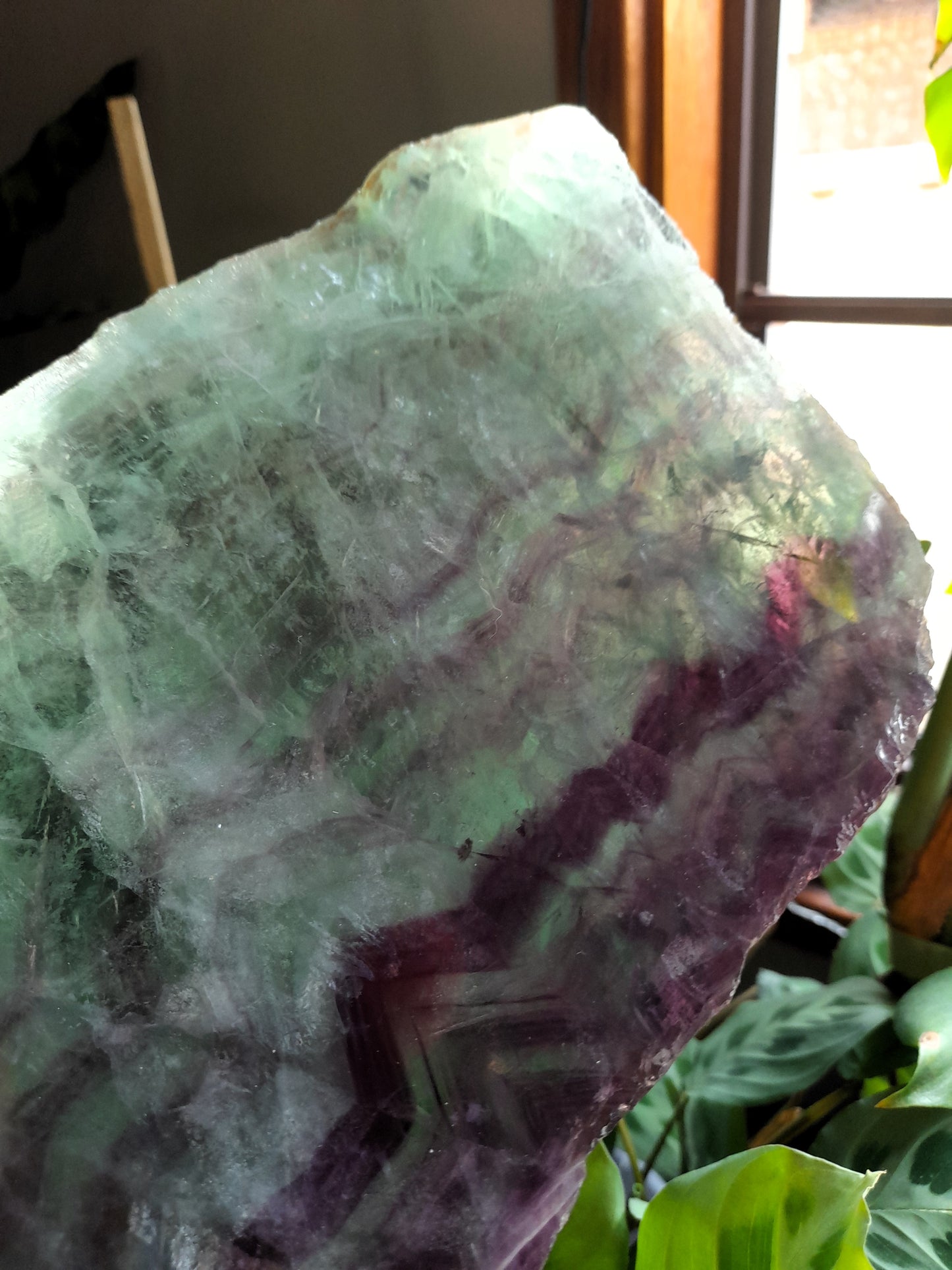 Polished Fluorite Slab + display stand - 2170g