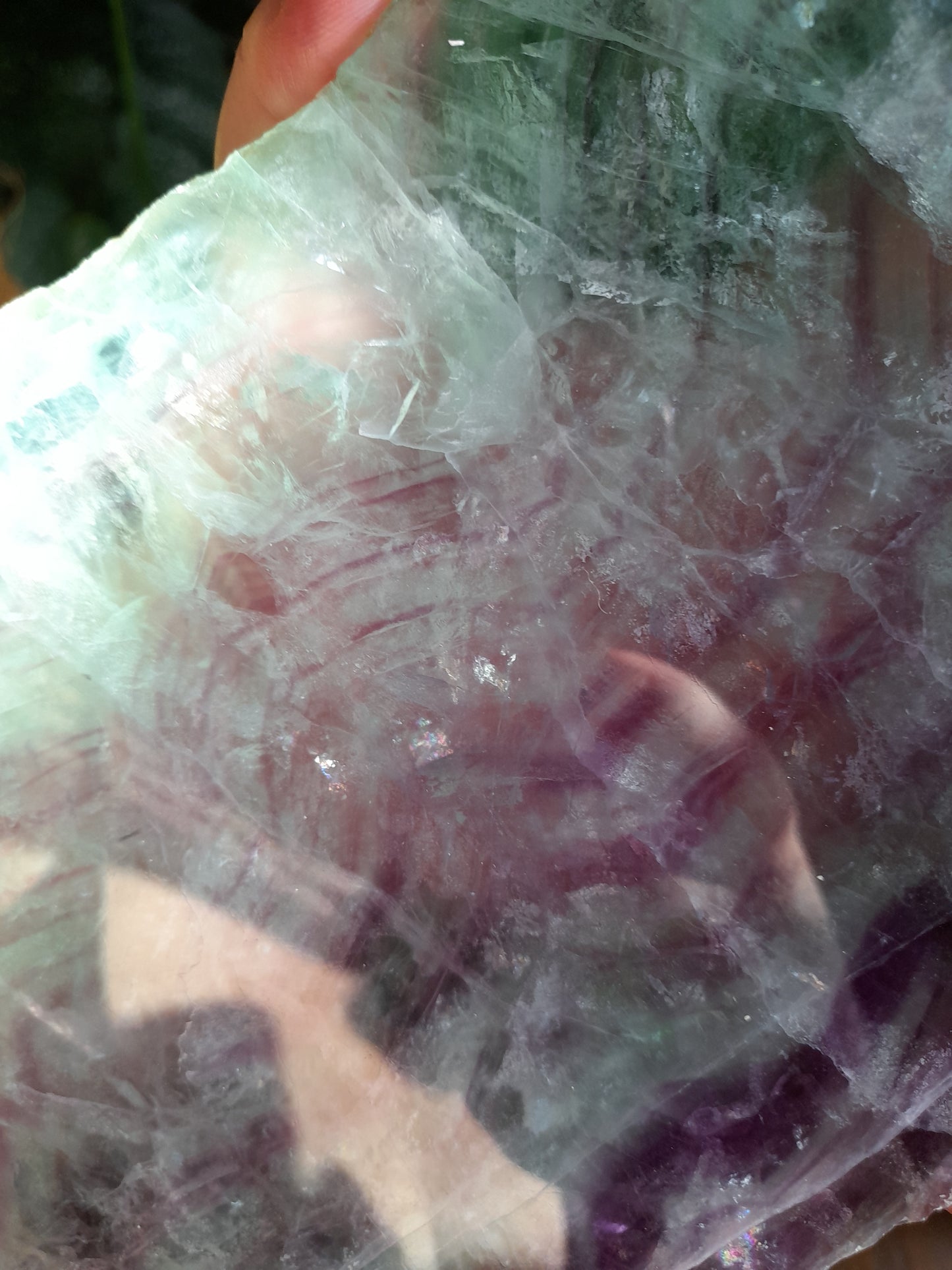 Polished Fluorite Slab + display stand - 2170g