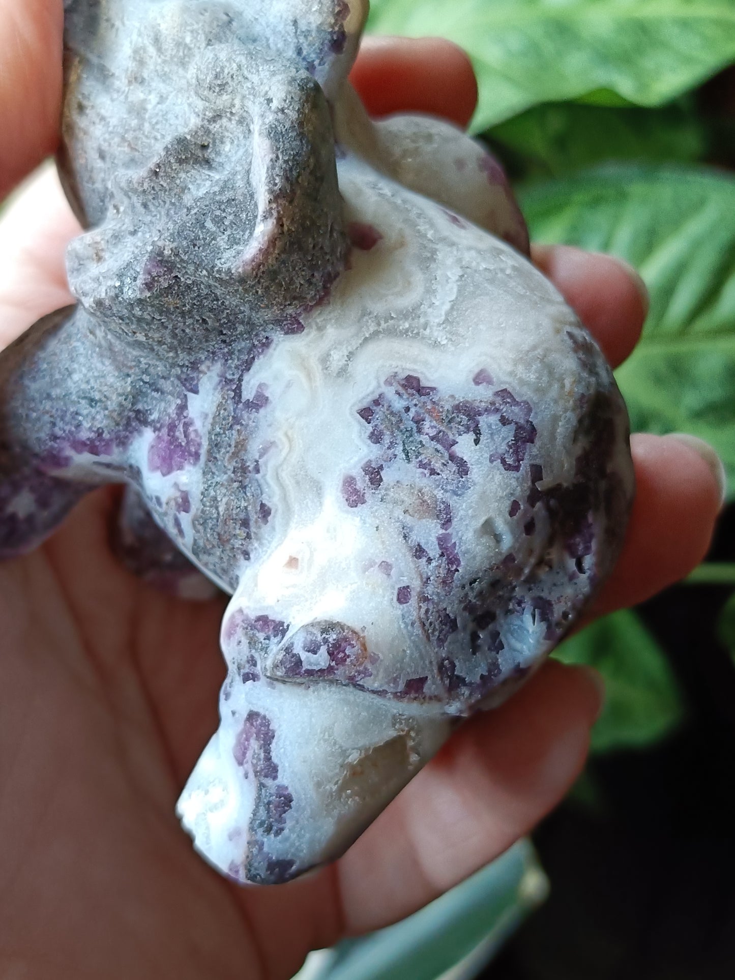 Fluorite with Quartz Matrix Elephant Carving