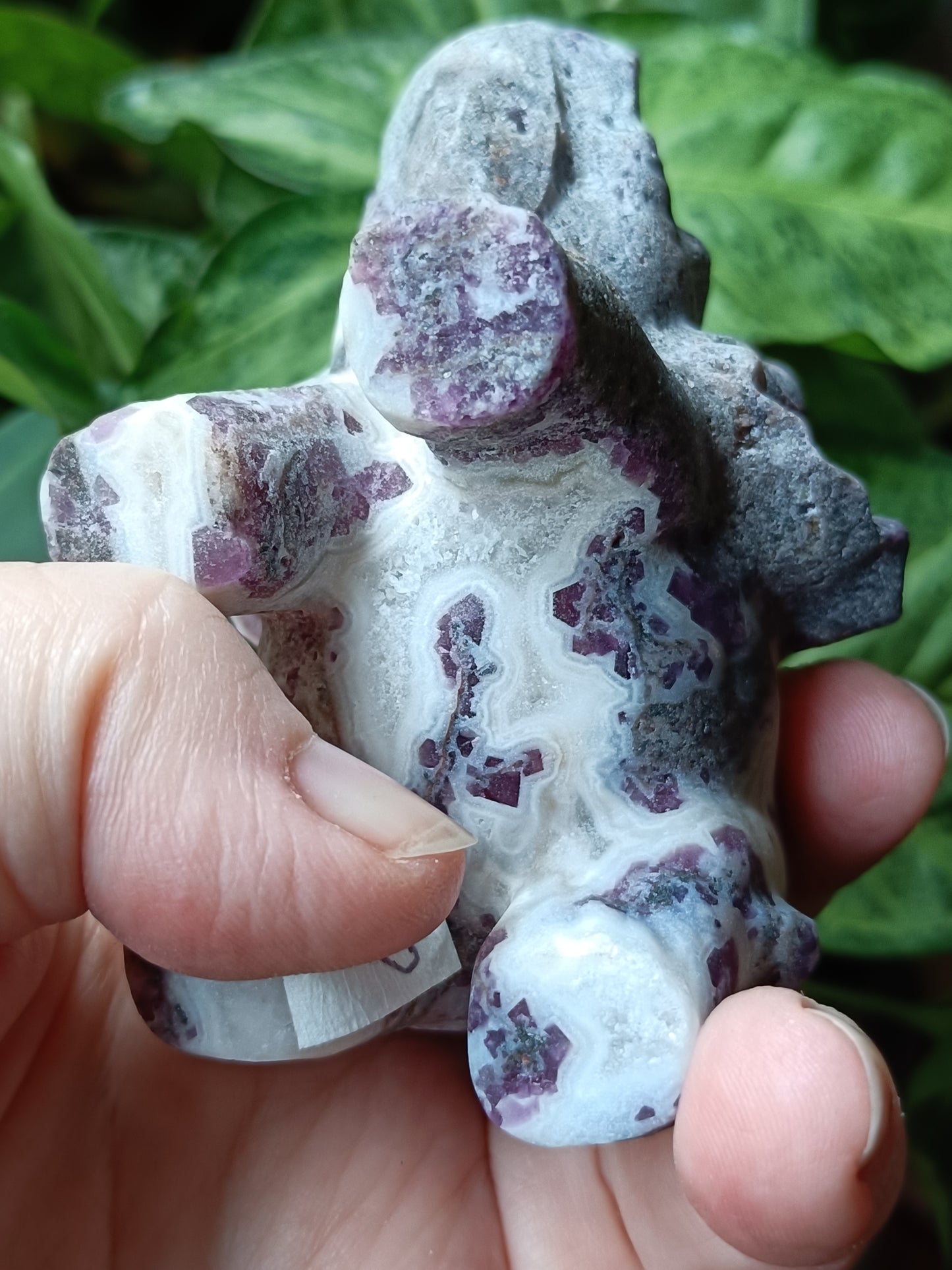 Fluorite with Quartz Matrix Elephant Carving