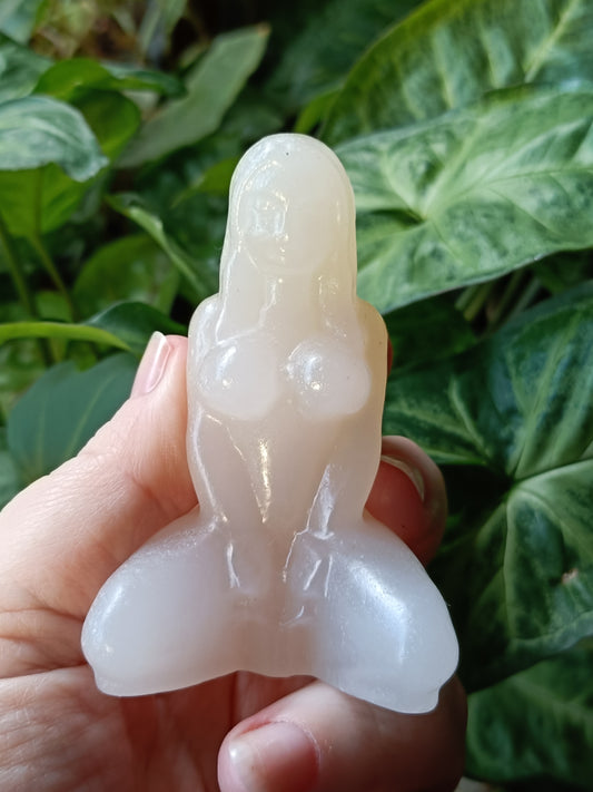 Banded Calcite Yoga Pose Goddess Carving