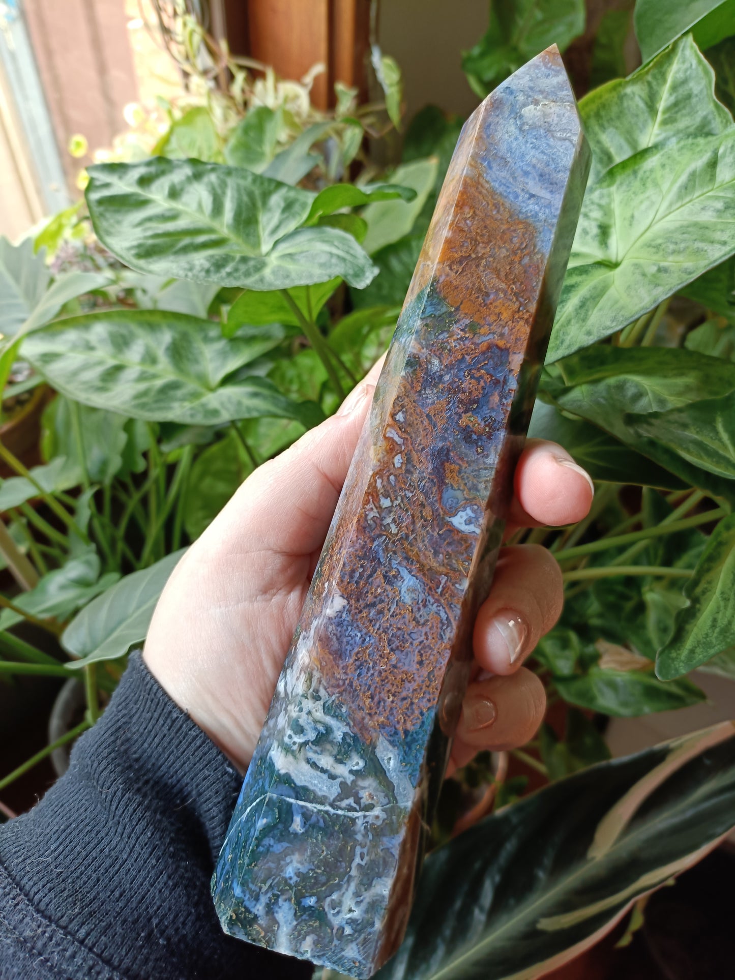 Natural Brown/Red Moss Agate Tower - 569g