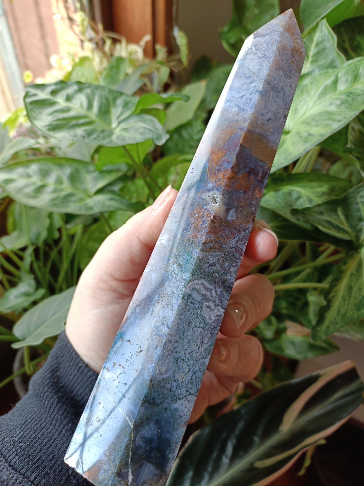 Natural Brown/Red Moss Agate Tower - 569g