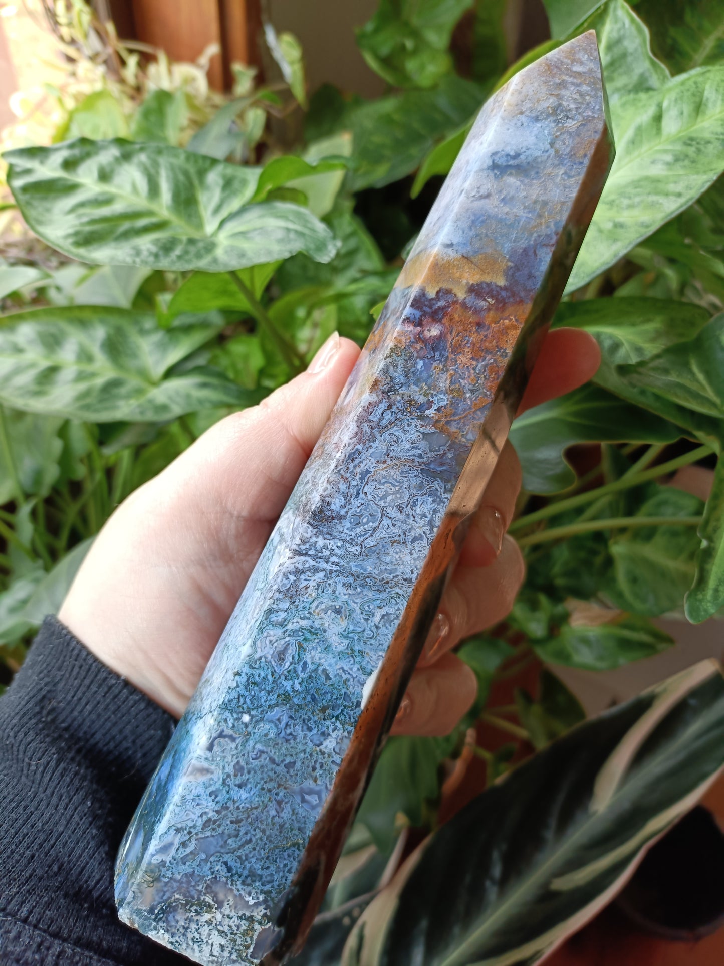 Natural Brown/Red Moss Agate Tower - 569g