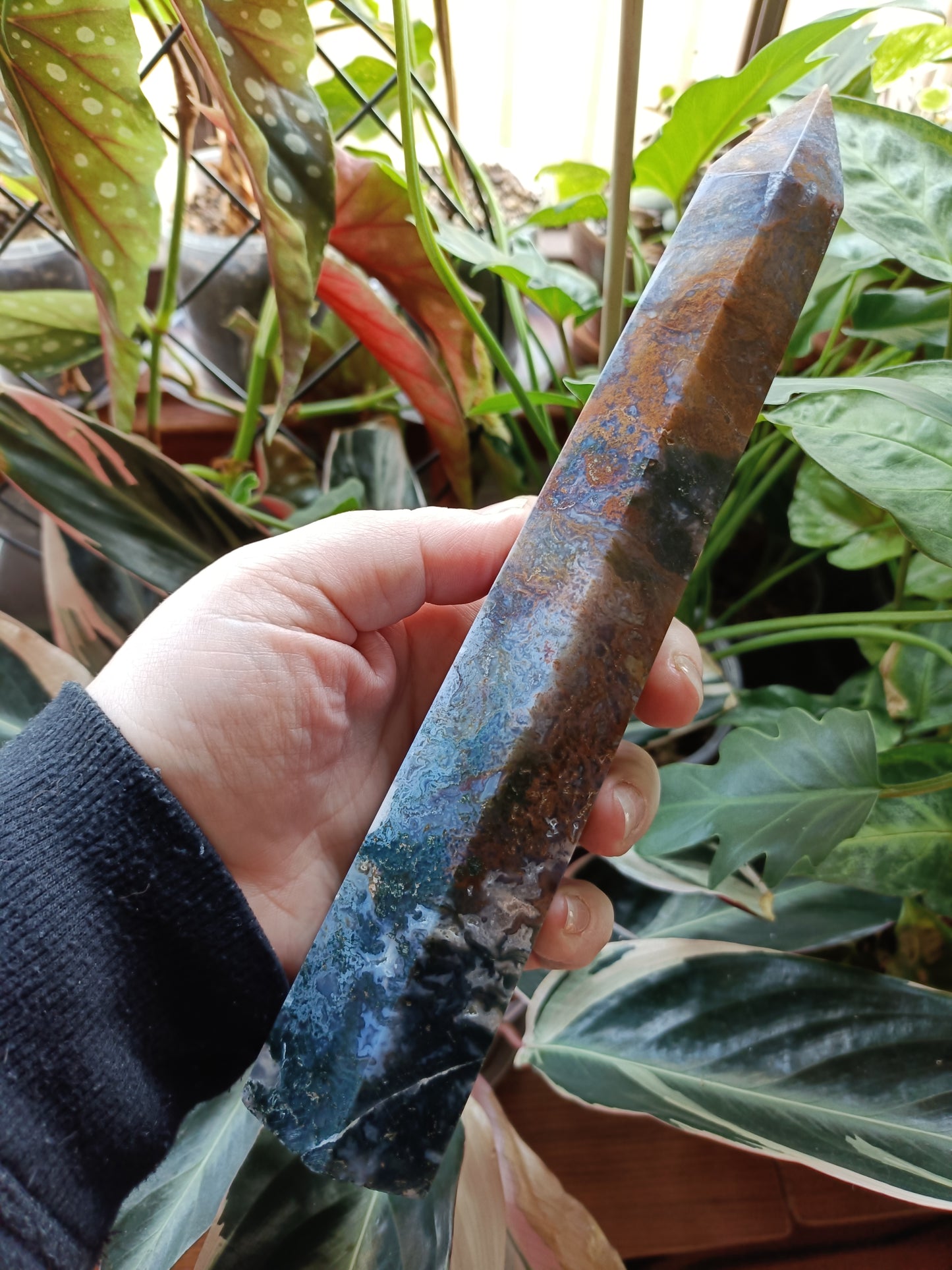 Natural Brown/Red Moss Agate Tower - 569g