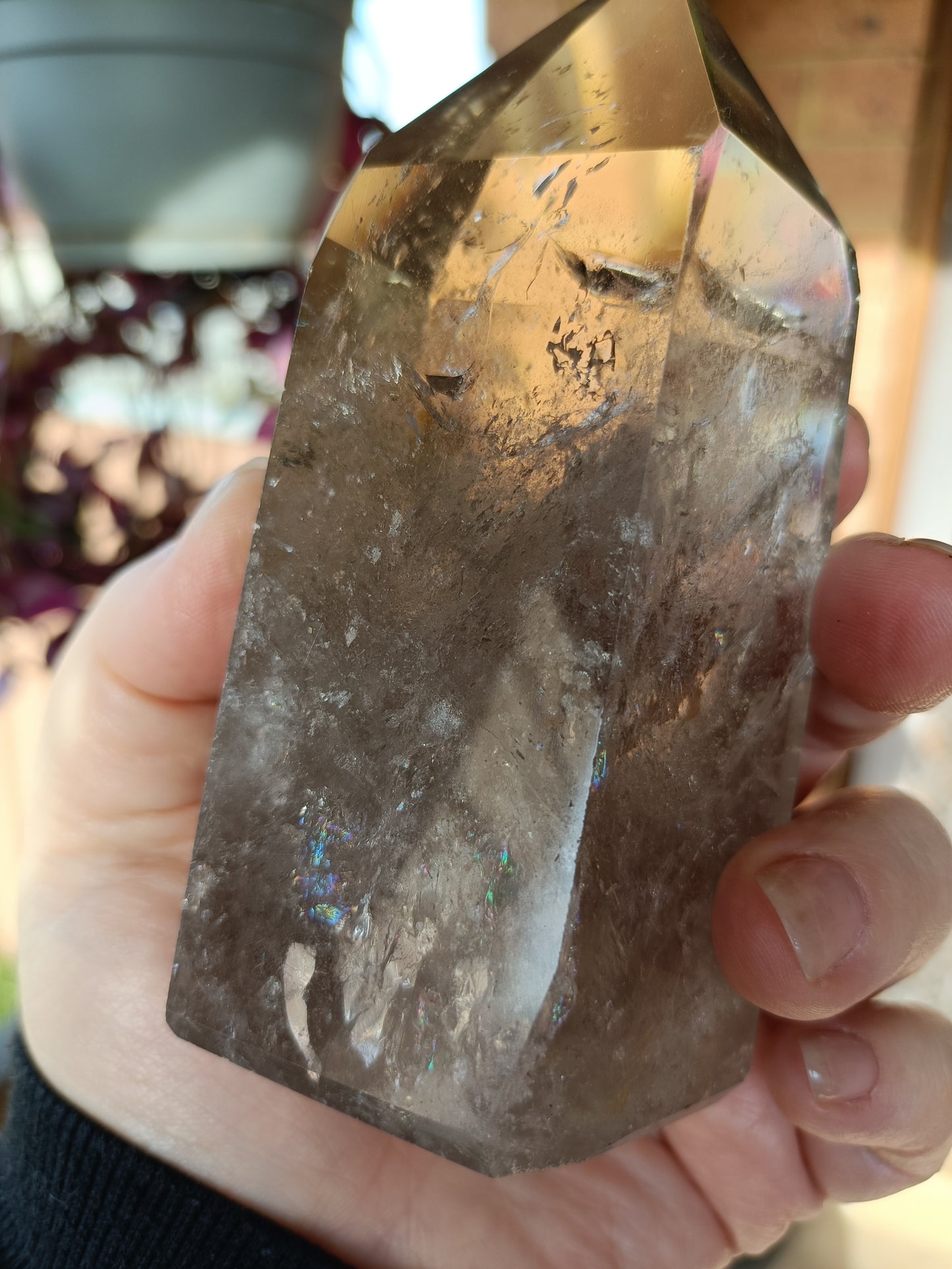 Smoky Quartz Tower + Custom Stand - 590g - High Quality