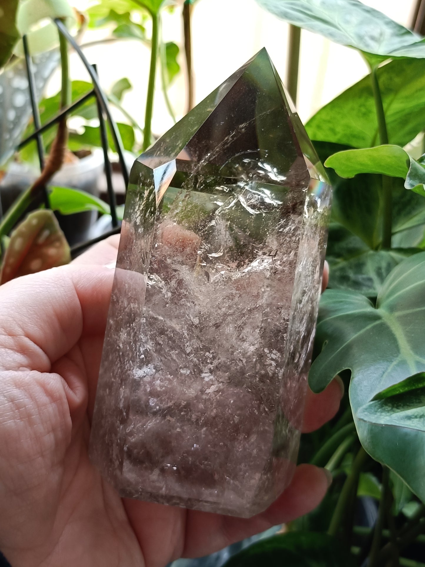 Smoky Quartz Tower + Custom Stand - 590g - High Quality