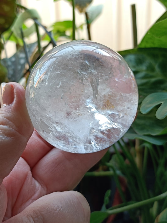 Clear Quartz Sphere with Rainbows 237grams - High Quality